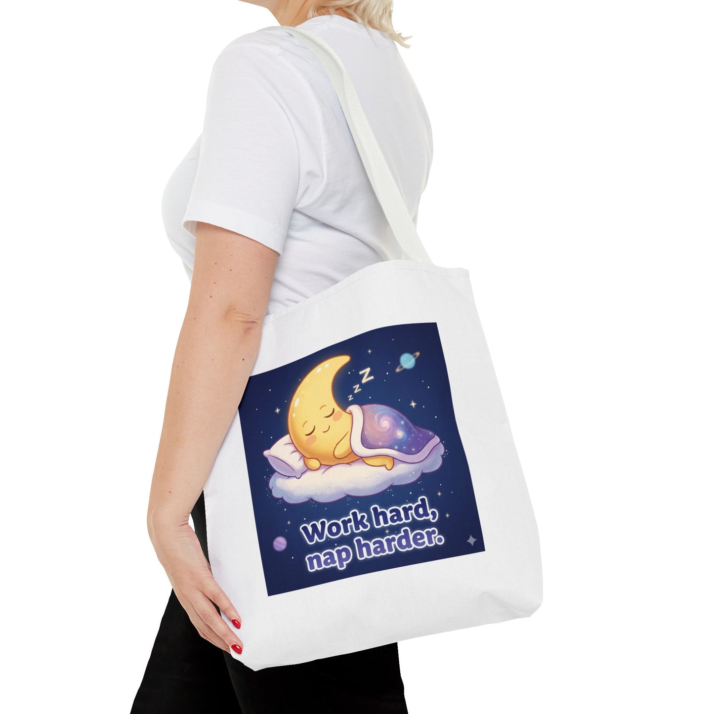 Whimsical Tote Bag Featuring 'Work Hard, Nap Harder' Design | Ideal for Students, Busy Moms, and Gift Giving | Perfect for Everyday, [...]