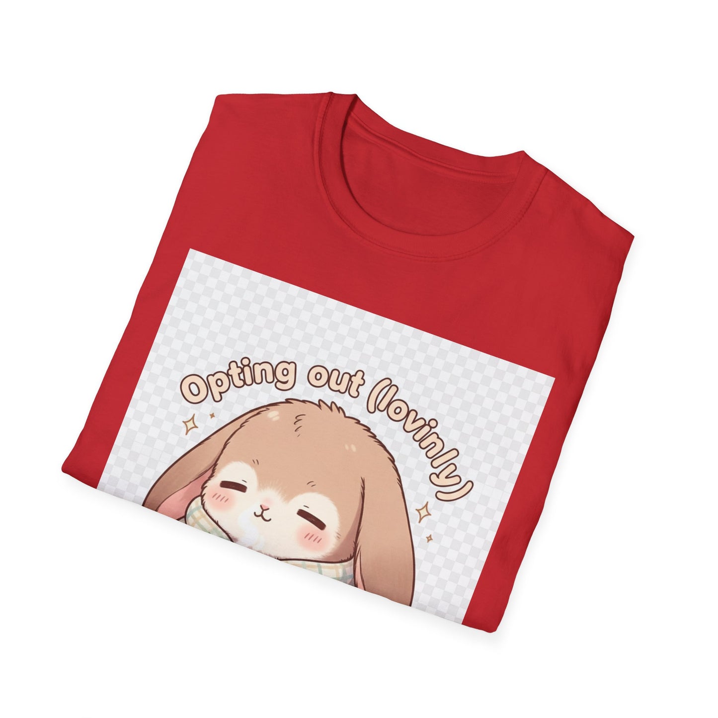 Opting Out Lovingly Bunny T-Shirt | Kawaii Self-Care Tee, Soft Mode Strategy Shirt, Cozy Neurospicy Anime Top