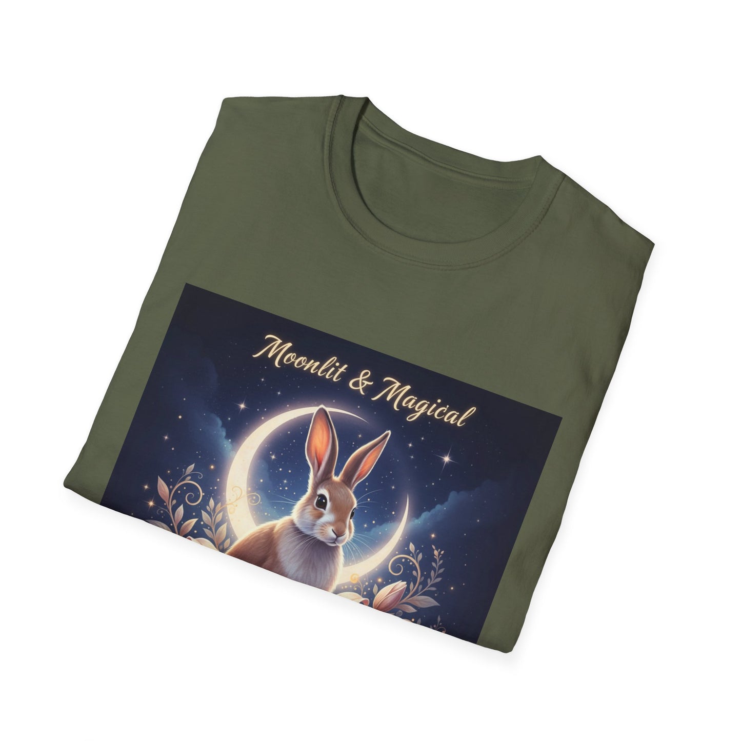 Moonlit & Magical Rabbit Unisex T-Shirt, Cute Rabbit Tee, Gift for Animal Lovers, Casual Wear, Nature Enthusiasts, Birthday Gift