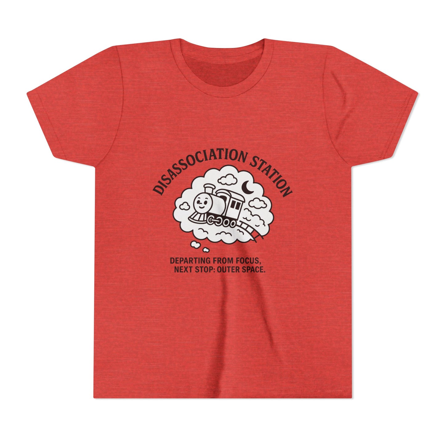 Disassociation Station Kids Tee - Fun Train Graphic, Youth Short Sleeve Shirt, Gift for Kids, Casual Everyday Wear, Cool Summer Top