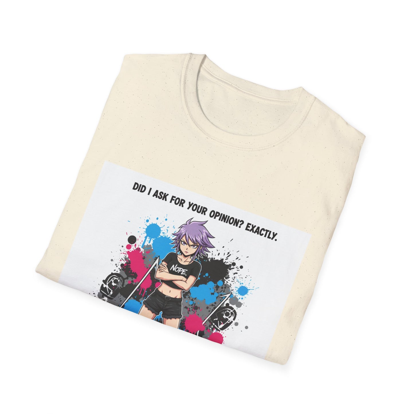 Bold Anime Girl Attitude T-Shirt – “Did I Ask for Your Opinion? Exactly.” | Punk Goth Graphic Tee