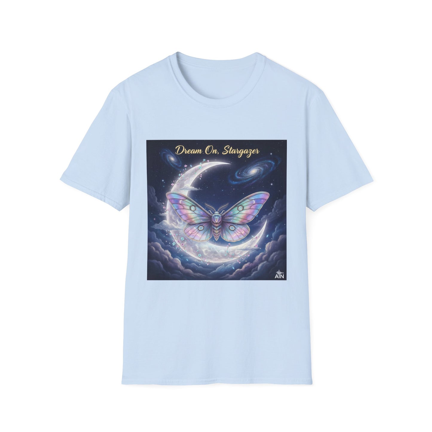 Butterfly Dreams Unisex T-Shirt | Softstyle Tee for Dreamers, Gifts for Her, Inspirational Apparel, Nature Lovers, Moon & Butterfly Design