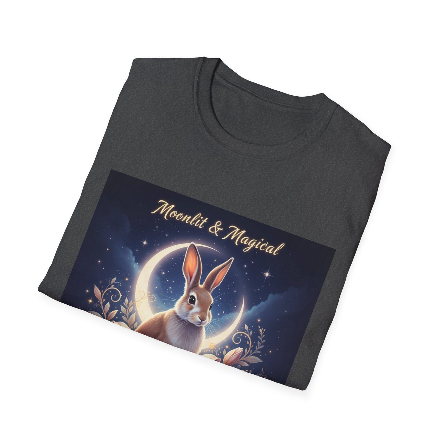 Moonlit & Magical Rabbit Unisex T-Shirt, Cute Rabbit Tee, Gift for Animal Lovers, Casual Wear, Nature Enthusiasts, Birthday Gift