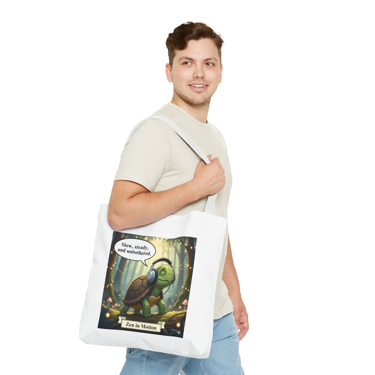 Zen Turtle Tote Bag - Slow and Steady, Inspirational Bag for Nature Lovers, Eco-Friendly Shopping, Gift for Friends, Yoga, Mindfulness
