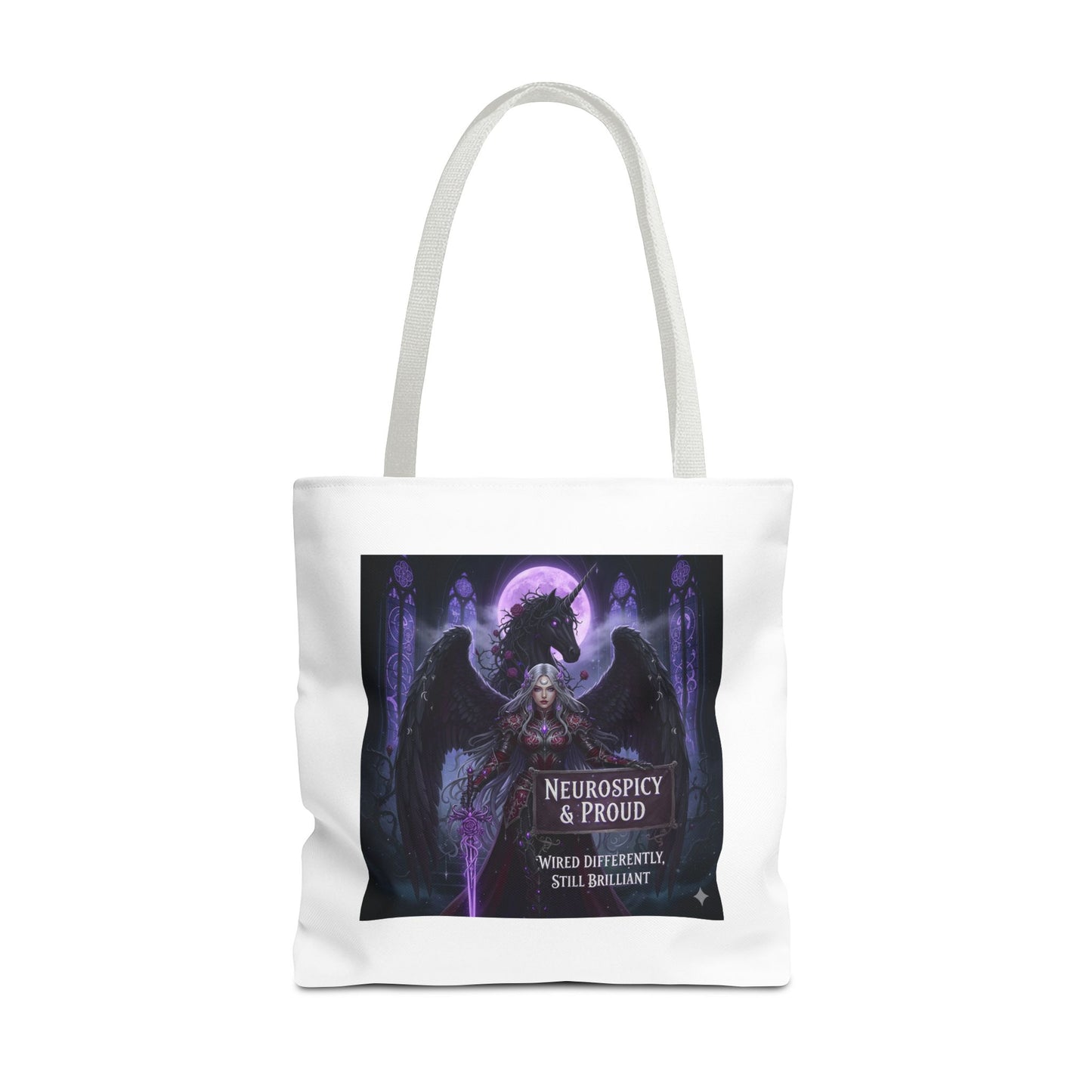 Empowering Gothic Fantasy Tote Bag – Angelic Warrior Artwork