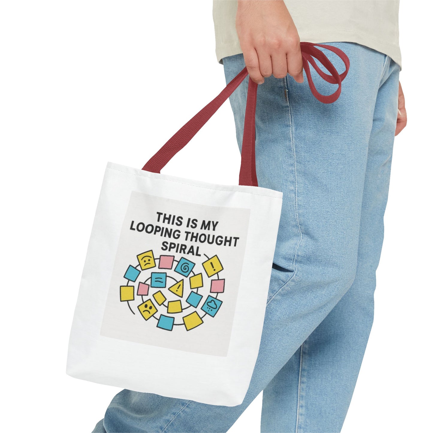 Thought Spiral Tote Bag, Funny Shopping Tote, Gift for Students, Creative Carryall, Unique Tote for Artists, Everyday Use Bag