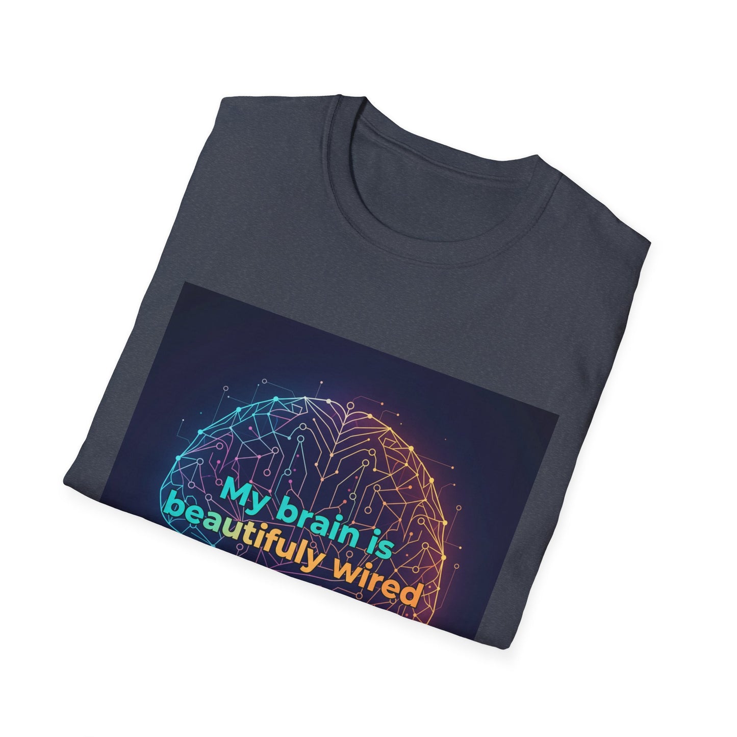 "My Brain Is Beautifully Wired" Neurodiversity T-Shirt – Circuit Brain Design on White Tee