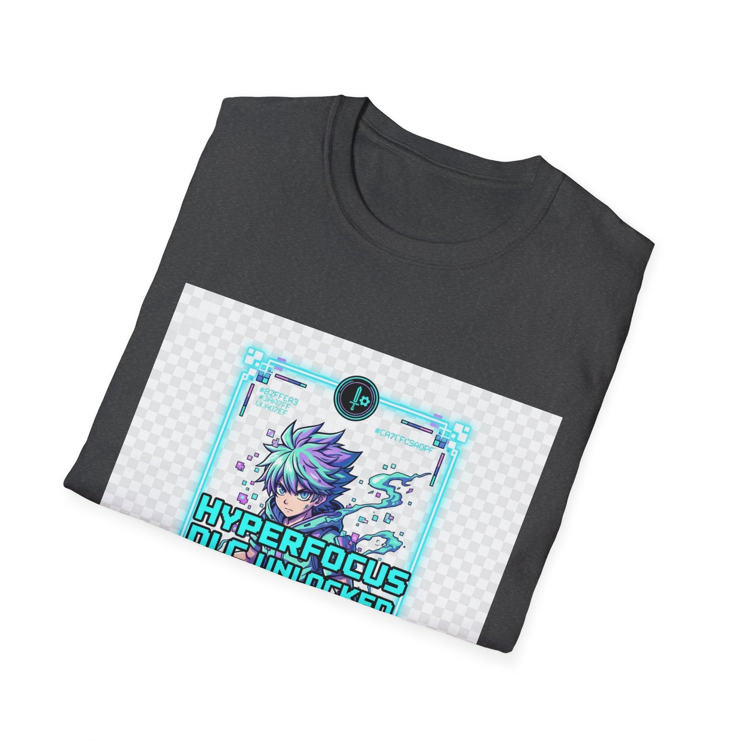 Cyberpunk Anime T-Shirt – Glitchcore Blue Neon Tee | Neurospicy Gamer Shirt, Otaku Aesthetic Clothing, Vaporwave Core Top