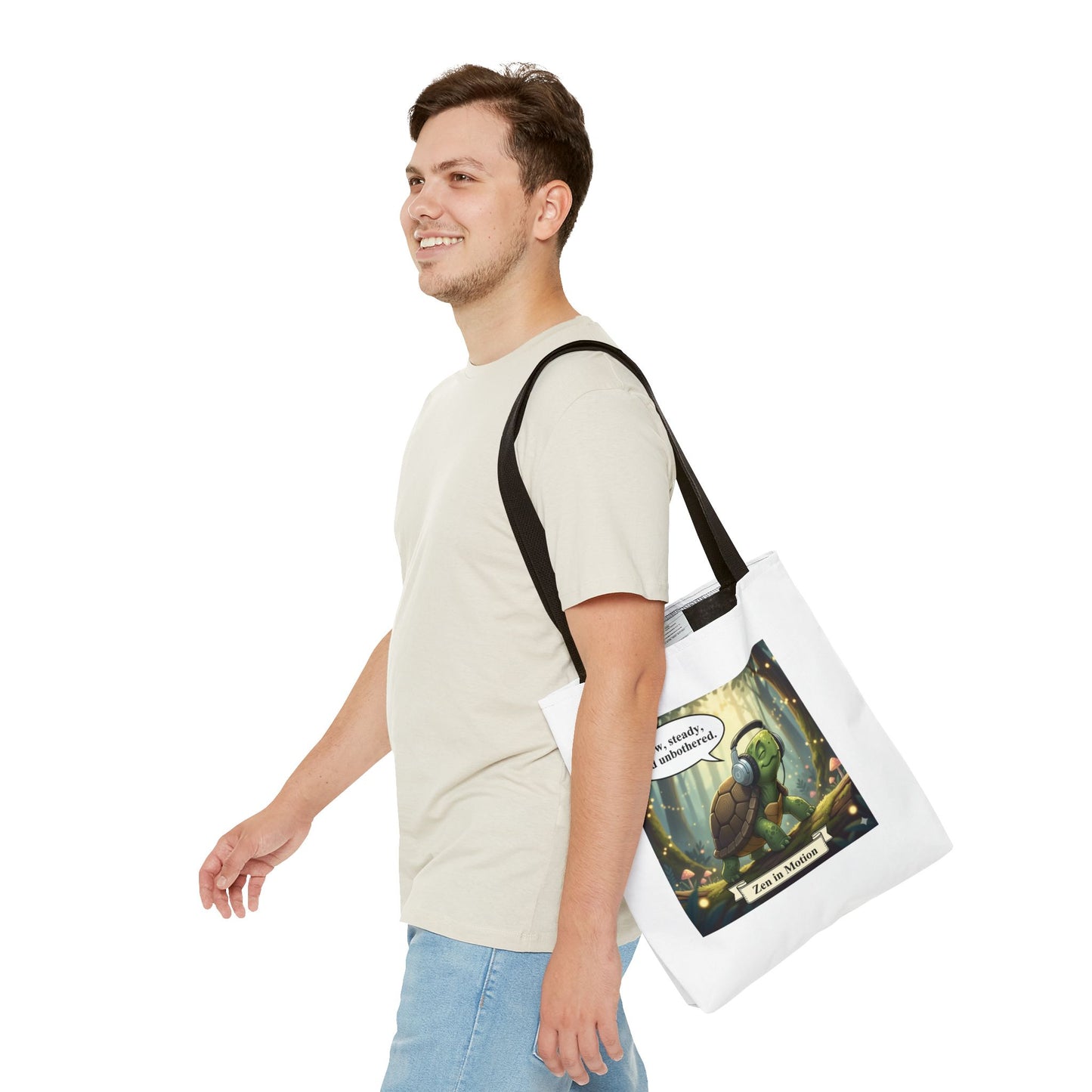 Zen Turtle Tote Bag - Slow and Steady, Inspirational Bag for Nature Lovers, Eco-Friendly Shopping, Gift for Friends, Yoga, Mindfulness