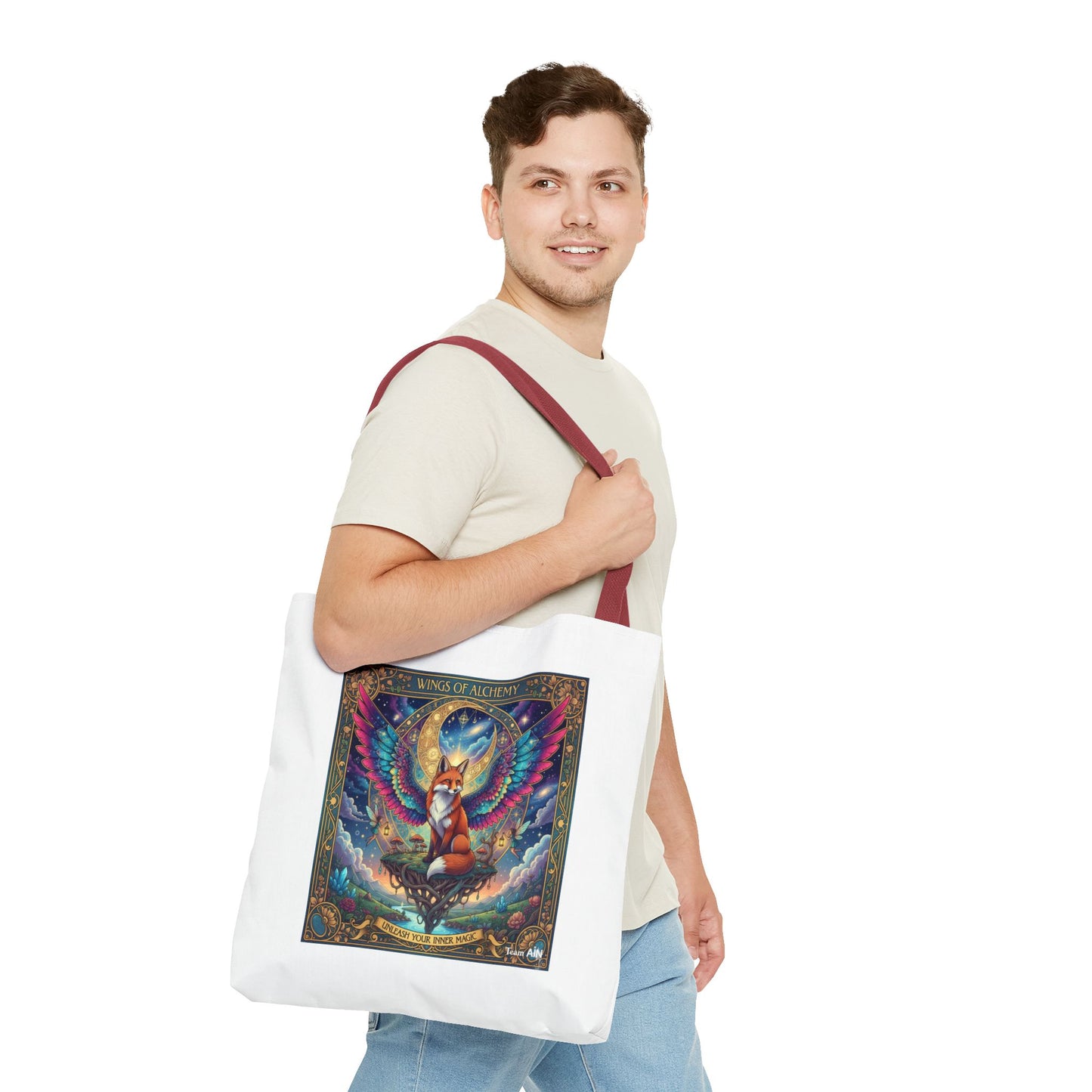 Mystical Fox Alchemy Tote Bag, Magical Art Bag, Eco-Friendly Shopping Tote, Gift for Animal Lovers, Fairy Tale Style