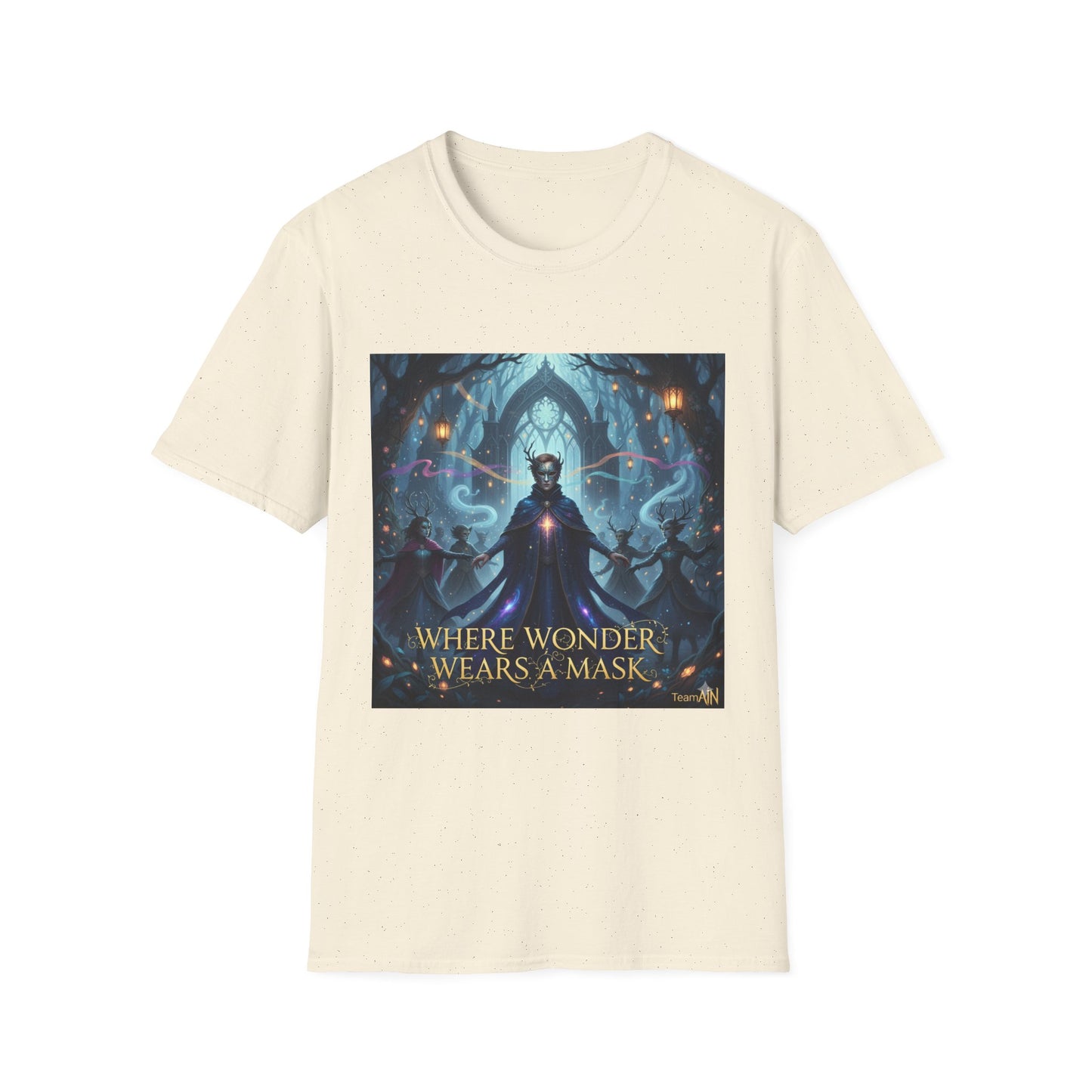 Mystical Mask Unisex T-Shirt - Where Wonder Wears a Mask, Fantasy Apparel, Gift for Dreamers, Casual Wear, Unique Design