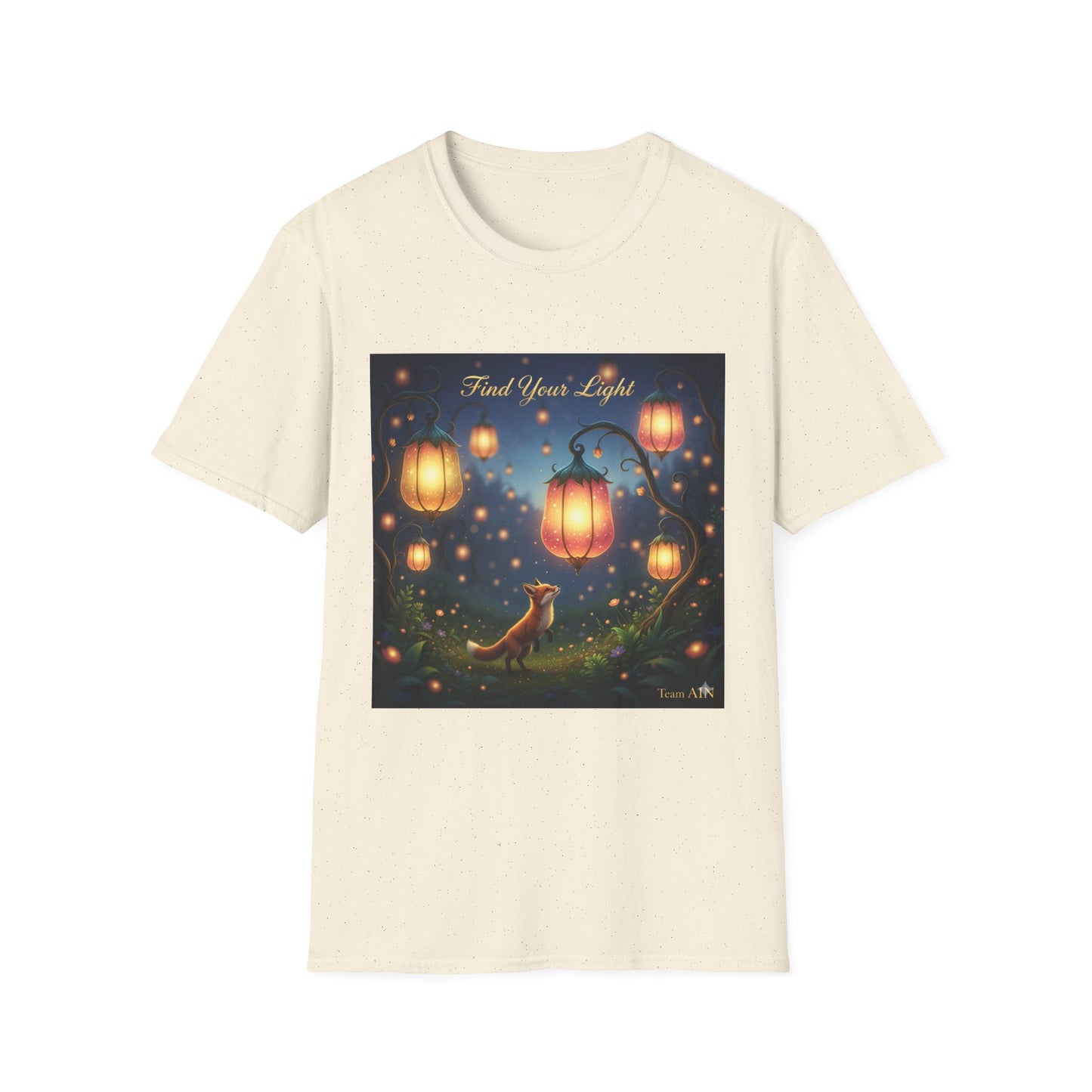 Enchanting 'Find Your Light' Unisex Softstyle T-Shirt, Inspirational Tee, Nature Lover Gift, Cozy Casual Wear, Lantern Art Shirt