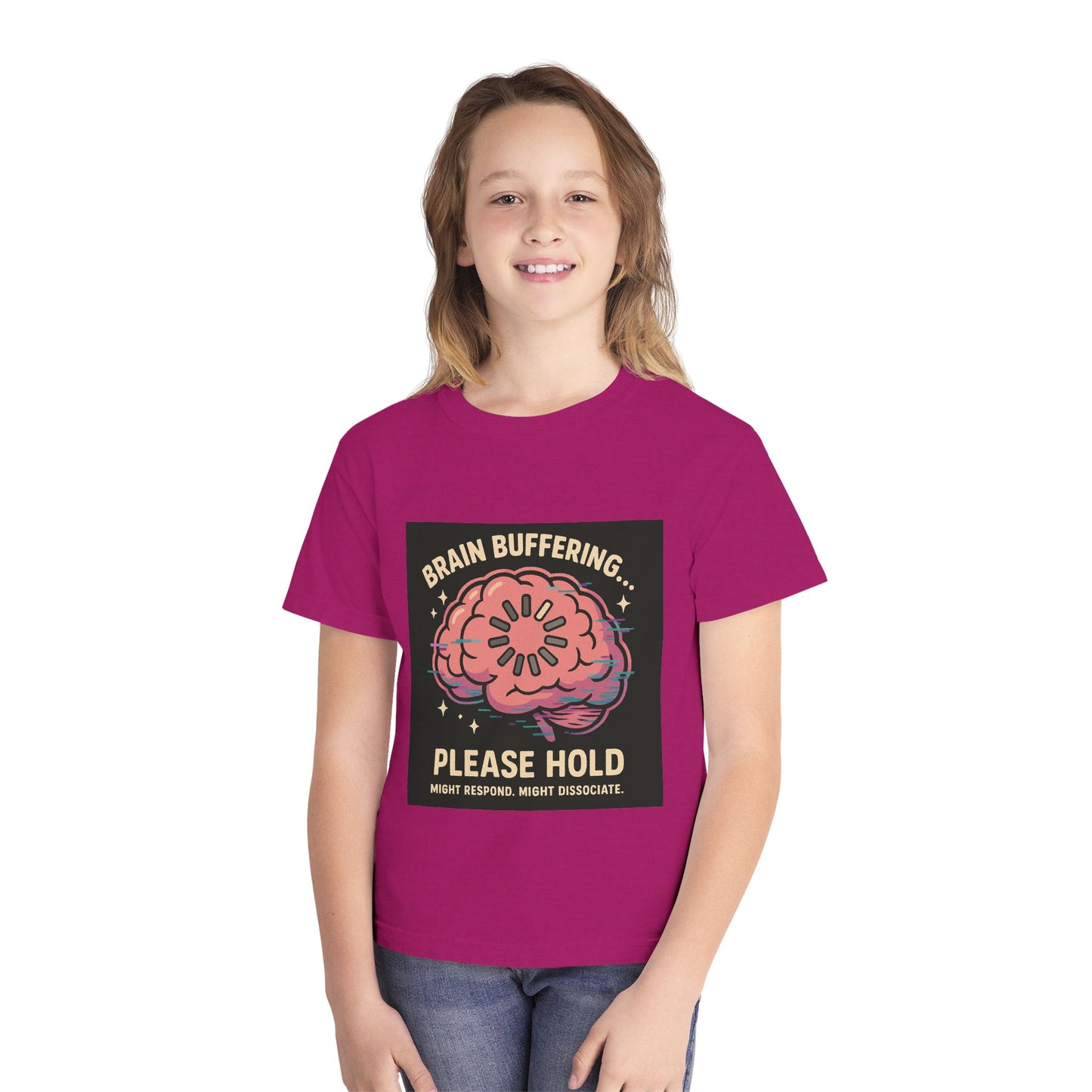 Brain Buffering Youth Tee - Fun Graphic Tee, Casual Wear, Gift for Teens, Cool Funny Shirt, Brainy Humor