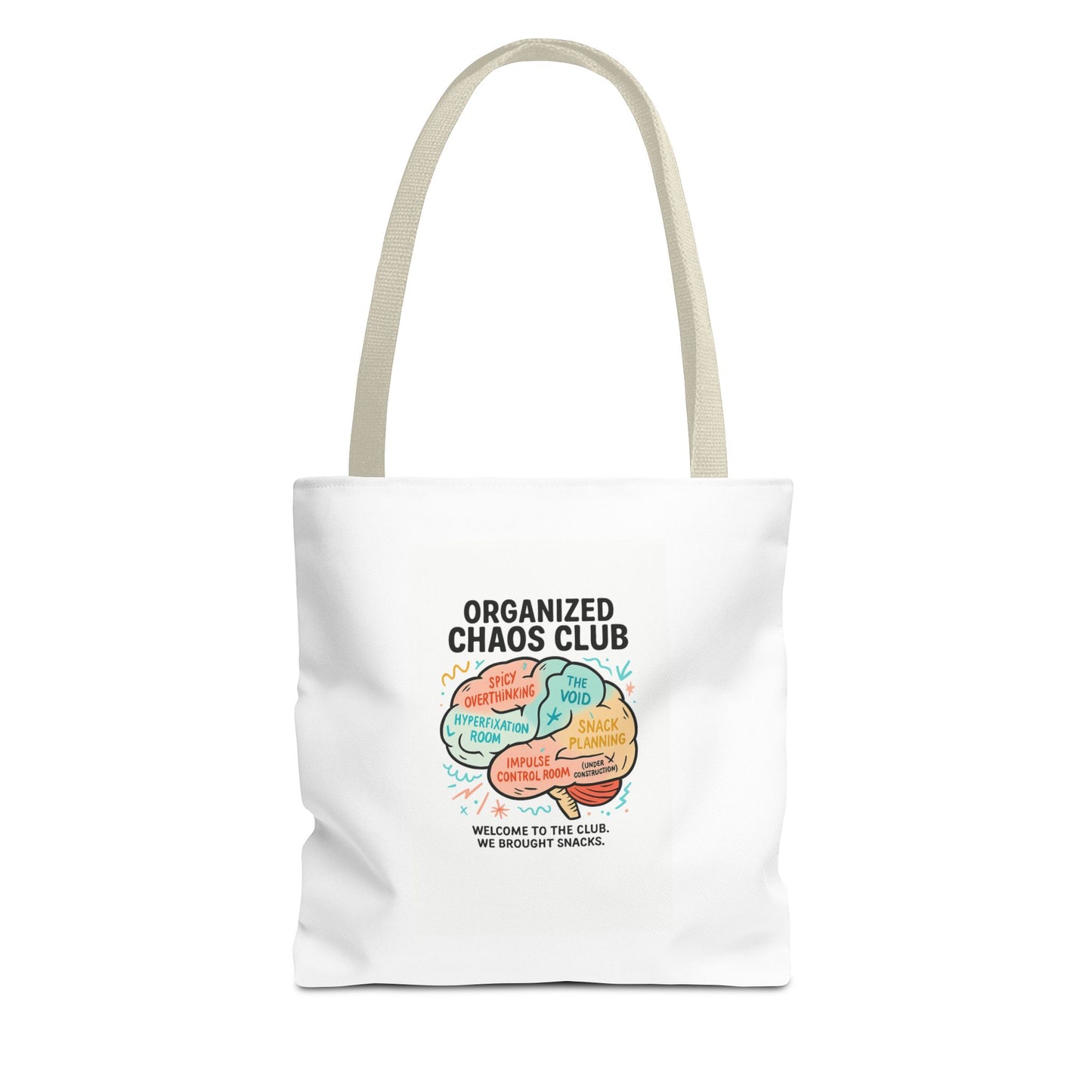 Organized Chaos Club Tote Bag - Unique Gift for Creative Minds, Perfect for Shopping, Travel, or School, Fun Design