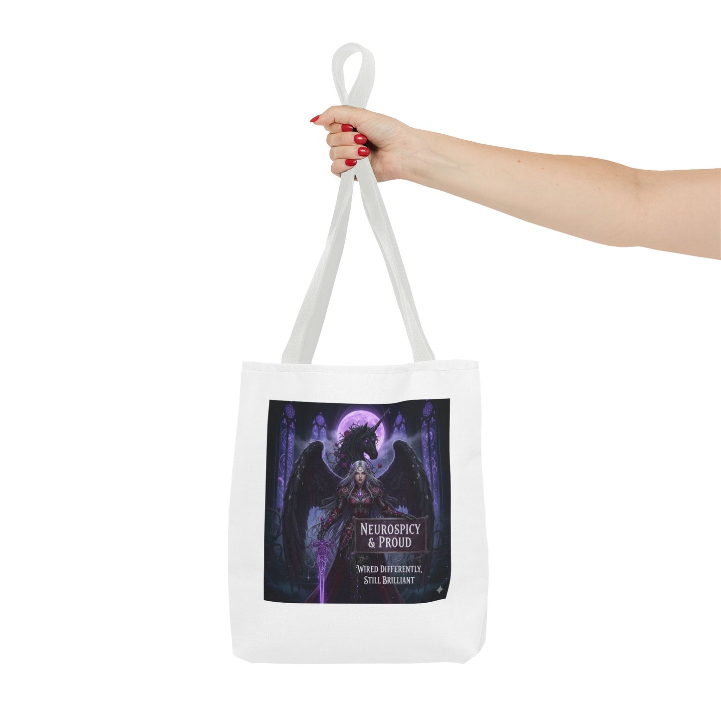 Empowering Gothic Fantasy Tote Bag – Angelic Warrior Artwork