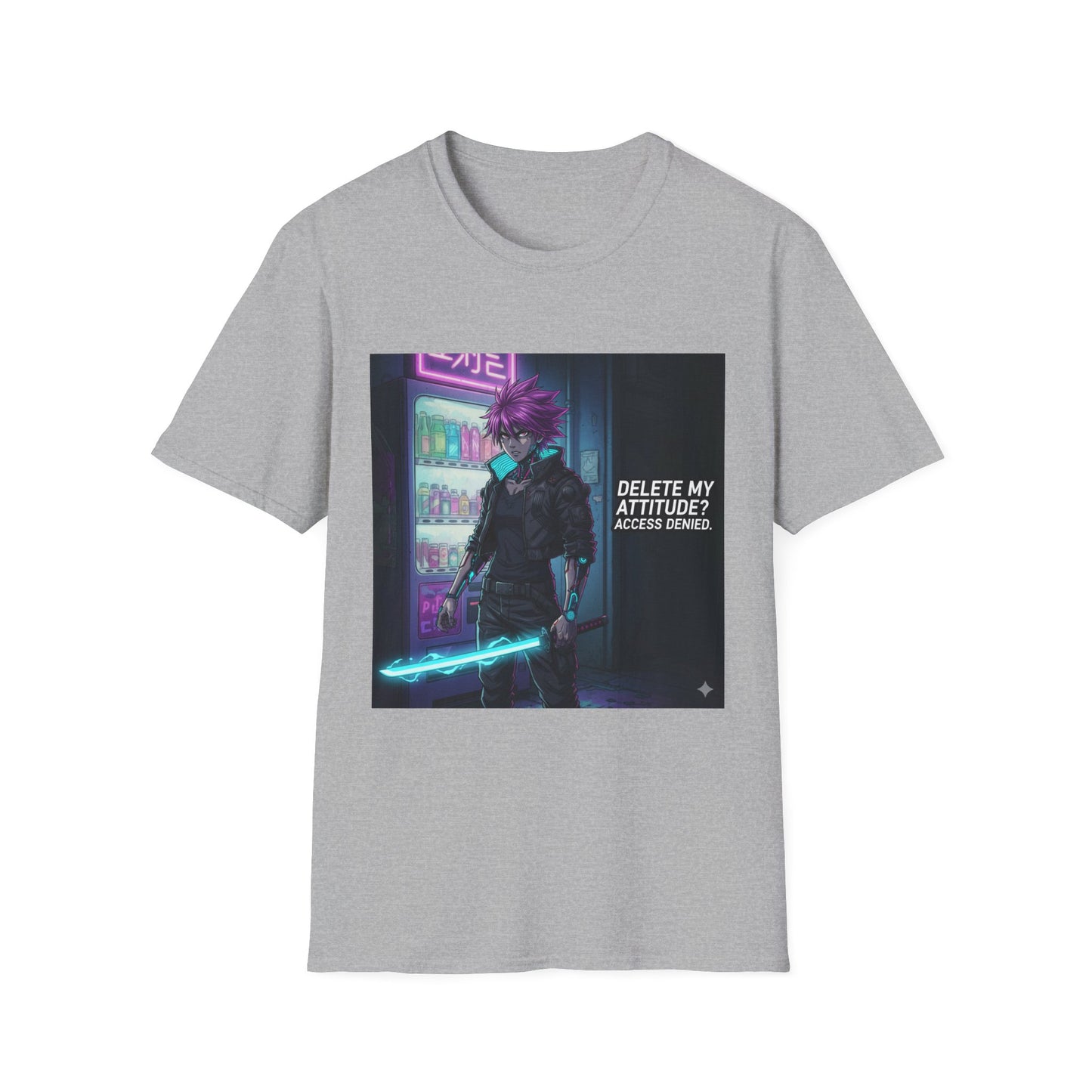 Cyberpunk Samurai T-Shirt – “Delete My Attitude? Access Denied.” | Futuristic Anime Streetwear