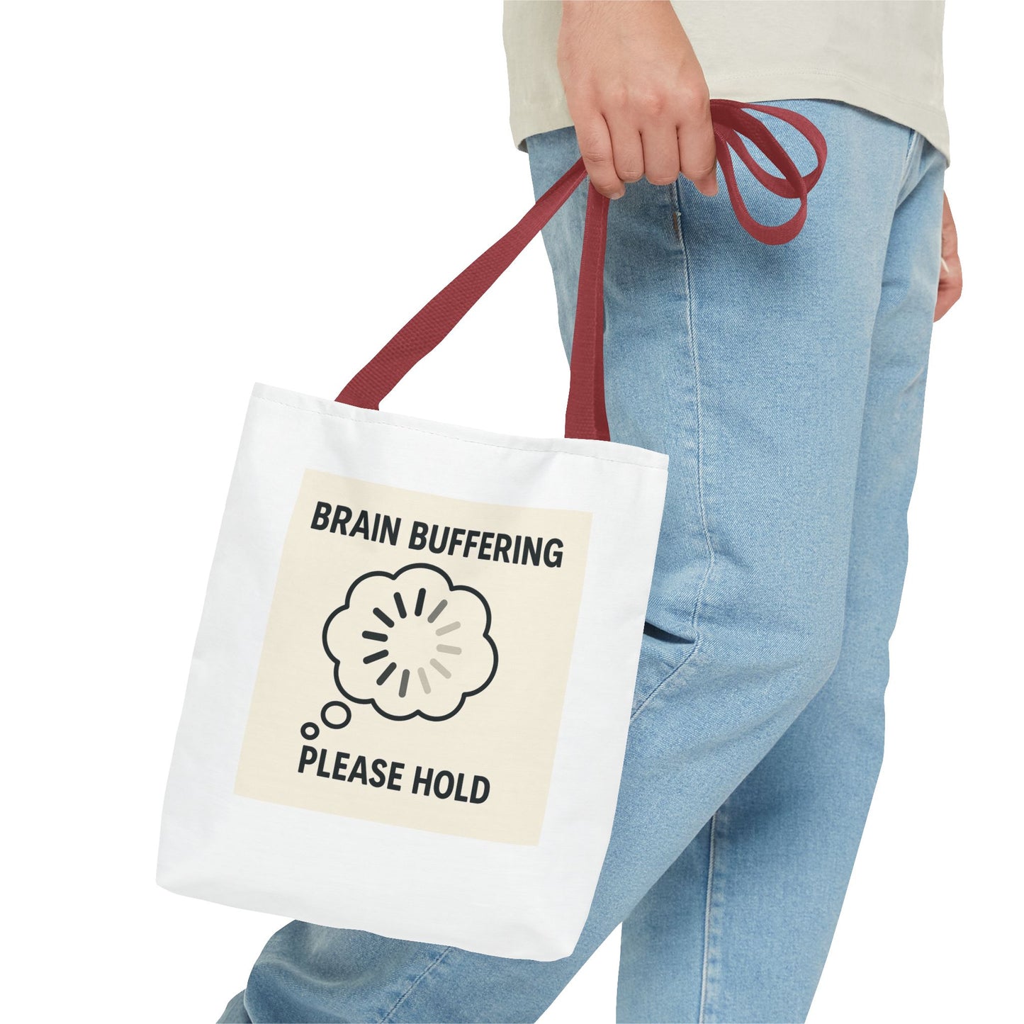 Brain Buffering Tote Bag - Funny Gift for Students, Teachers, Brain Lovers, College Essentials, Quirky Holiday Carryall