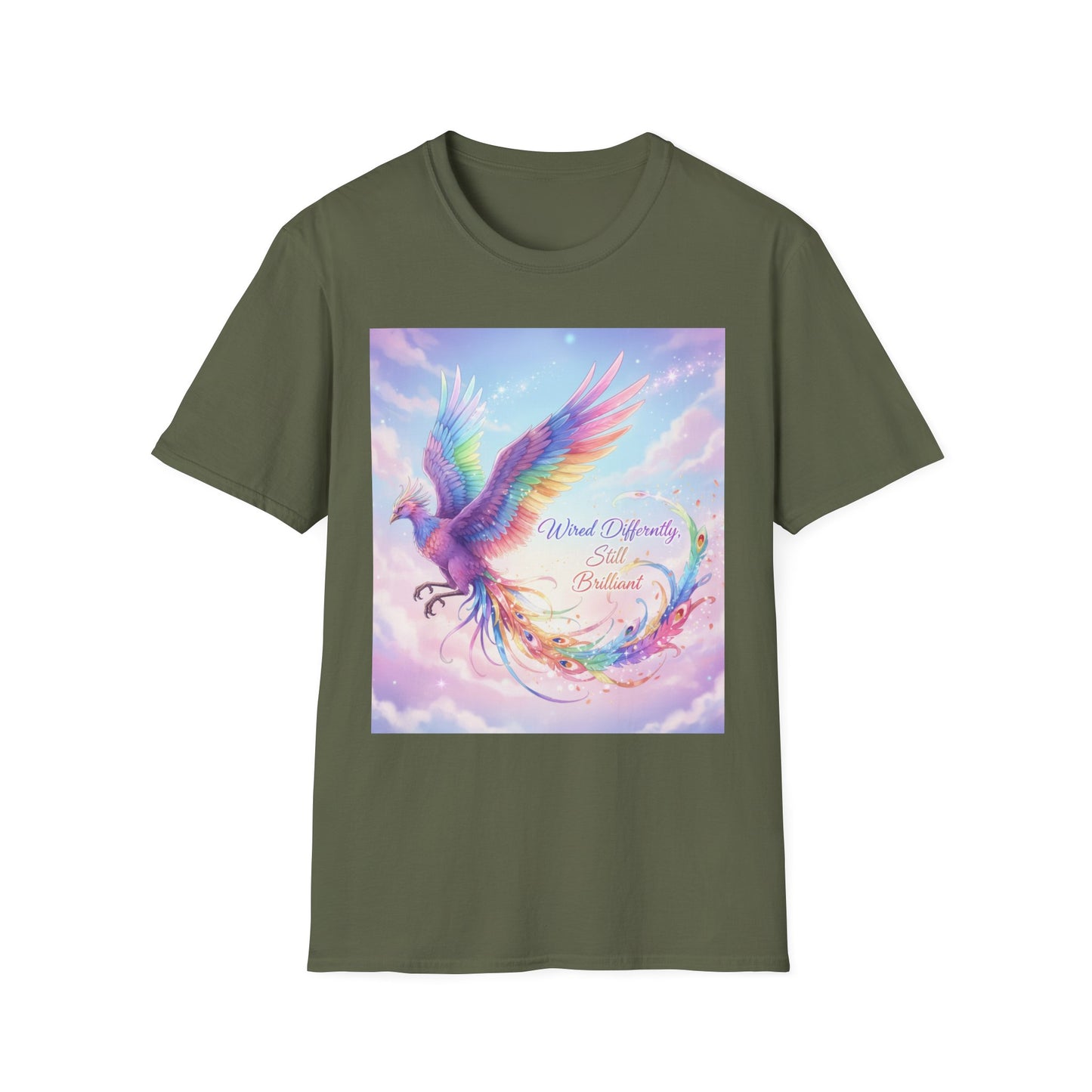 Wired Differently Still Brilliant T-Shirt | ADHD Autism Pride Tee, Rainbow Phoenix Anime Top, Neurospicy Fantasy Shirt”