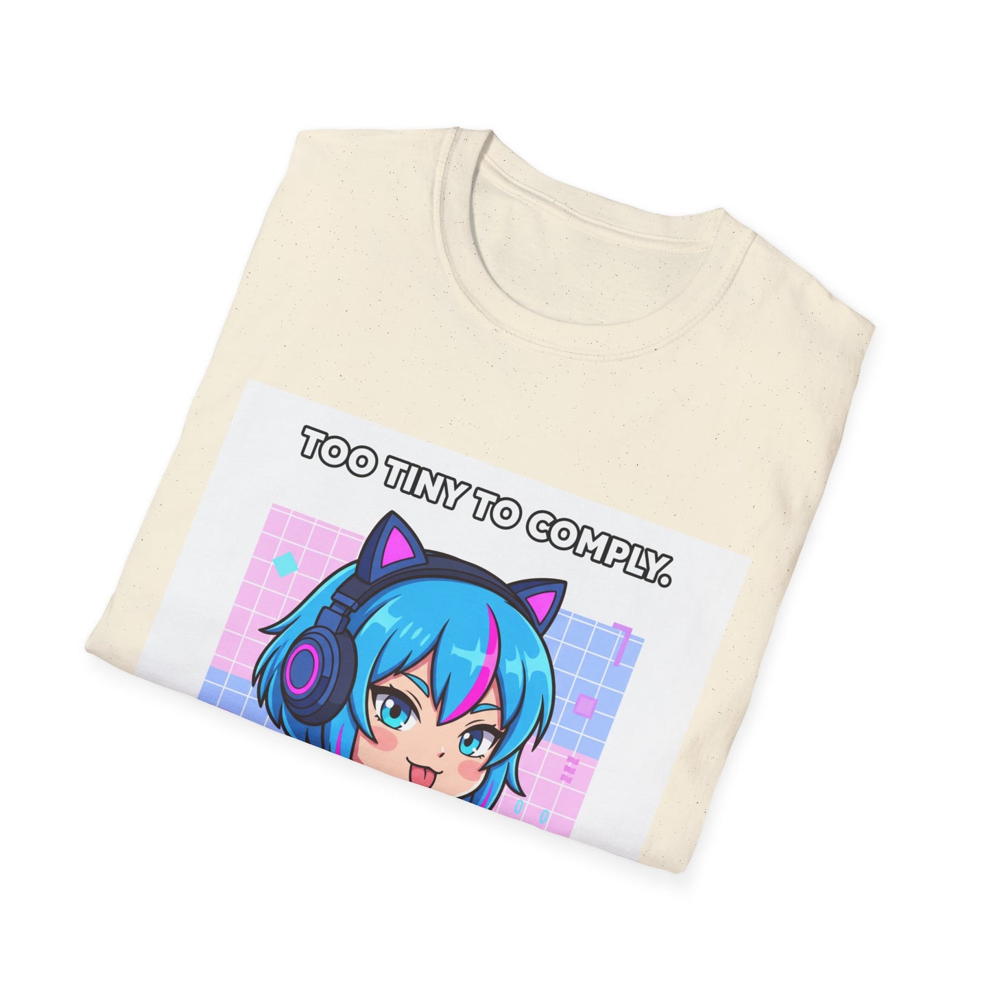 Chibi Hacker T-Shirt – “Too Tiny to Comply” | Cute Cyberpunk Gamer Graphic Tee