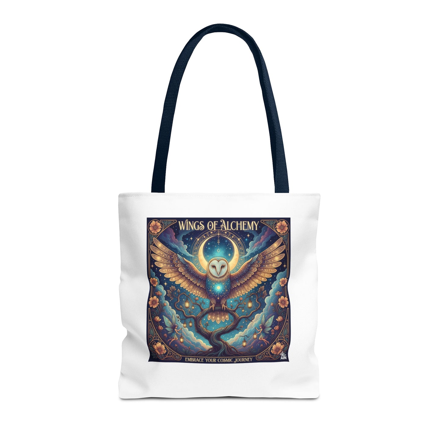 Mystical Owl Tote Bag, Boho Chic Tote, Alchemy Art Handbag, Gift for Nature Lovers, Eco-Friendly Shopping Bag