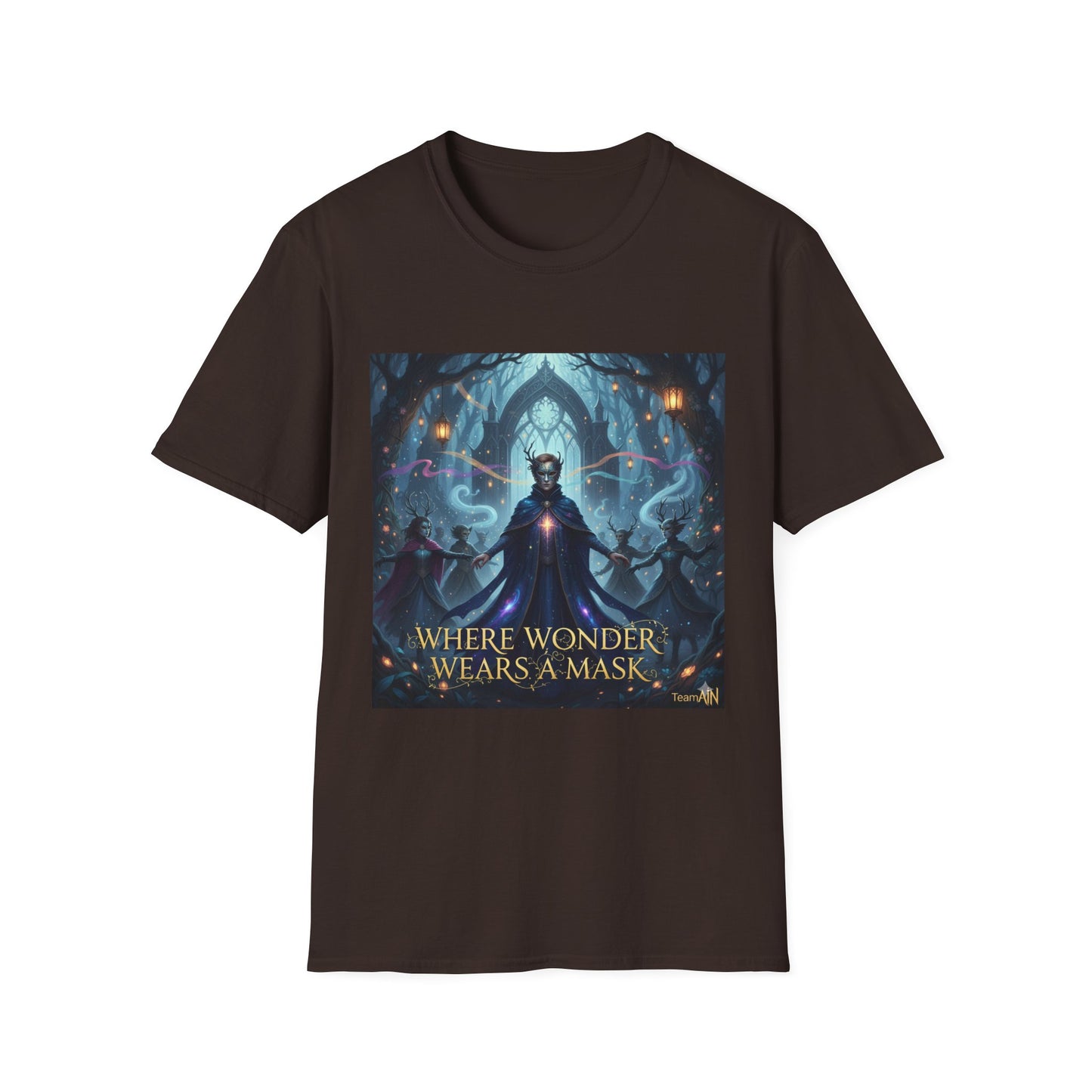 Mystical Mask Unisex T-Shirt - Where Wonder Wears a Mask, Fantasy Apparel, Gift for Dreamers, Casual Wear, Unique Design