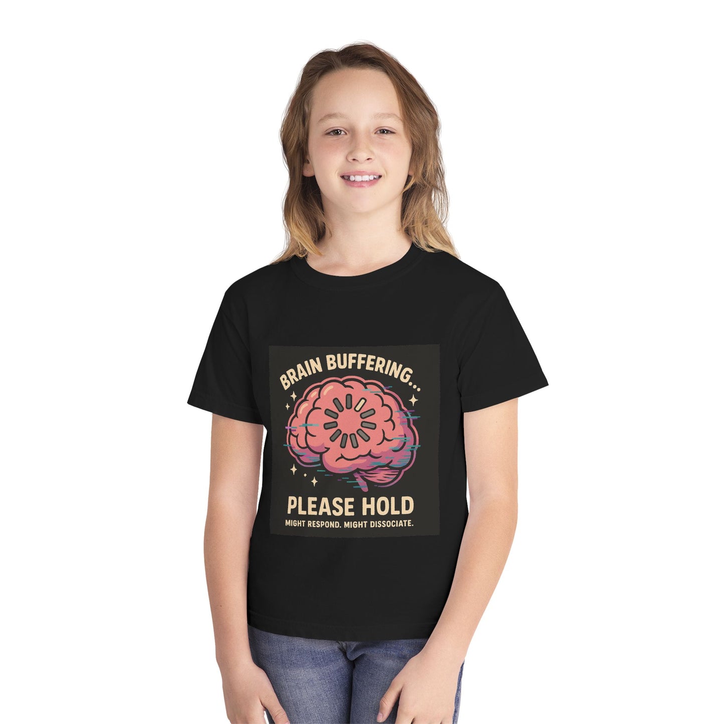Brain Buffering Youth Tee - Fun Graphic Tee, Casual Wear, Gift for Teens, Cool Funny Shirt, Brainy Humor
