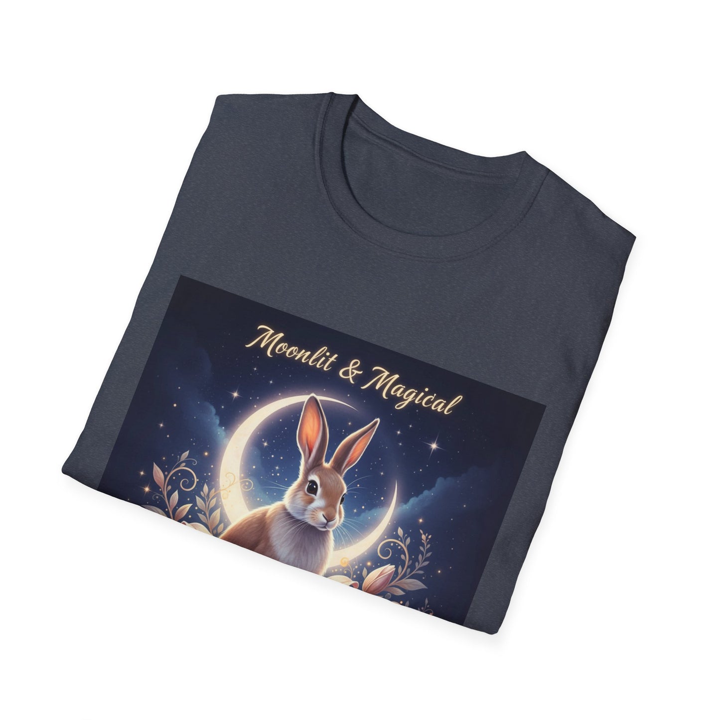 Moonlit & Magical Rabbit Unisex T-Shirt, Cute Rabbit Tee, Gift for Animal Lovers, Casual Wear, Nature Enthusiasts, Birthday Gift