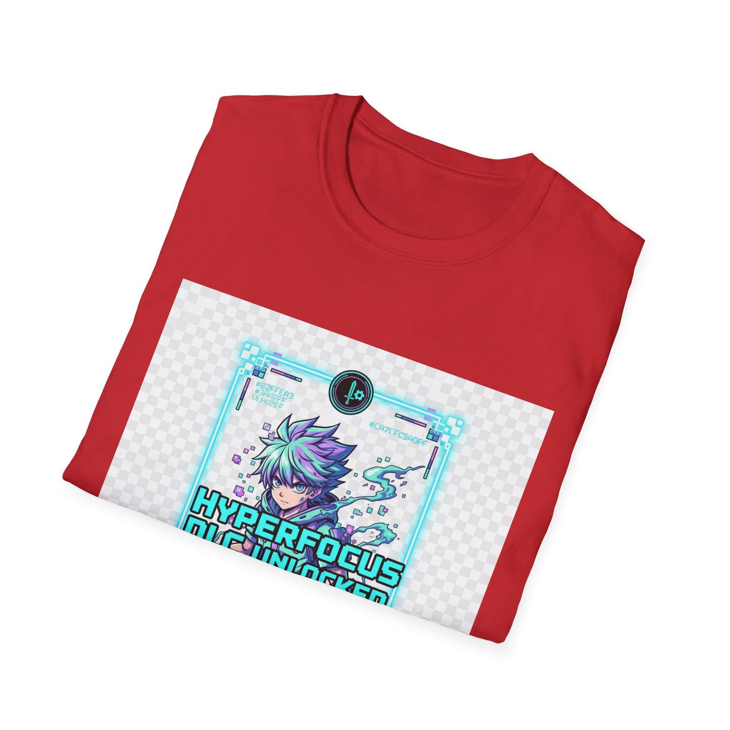 Cyberpunk Anime T-Shirt – Glitchcore Blue Neon Tee | Neurospicy Gamer Shirt, Otaku Aesthetic Clothing, Vaporwave Core Top