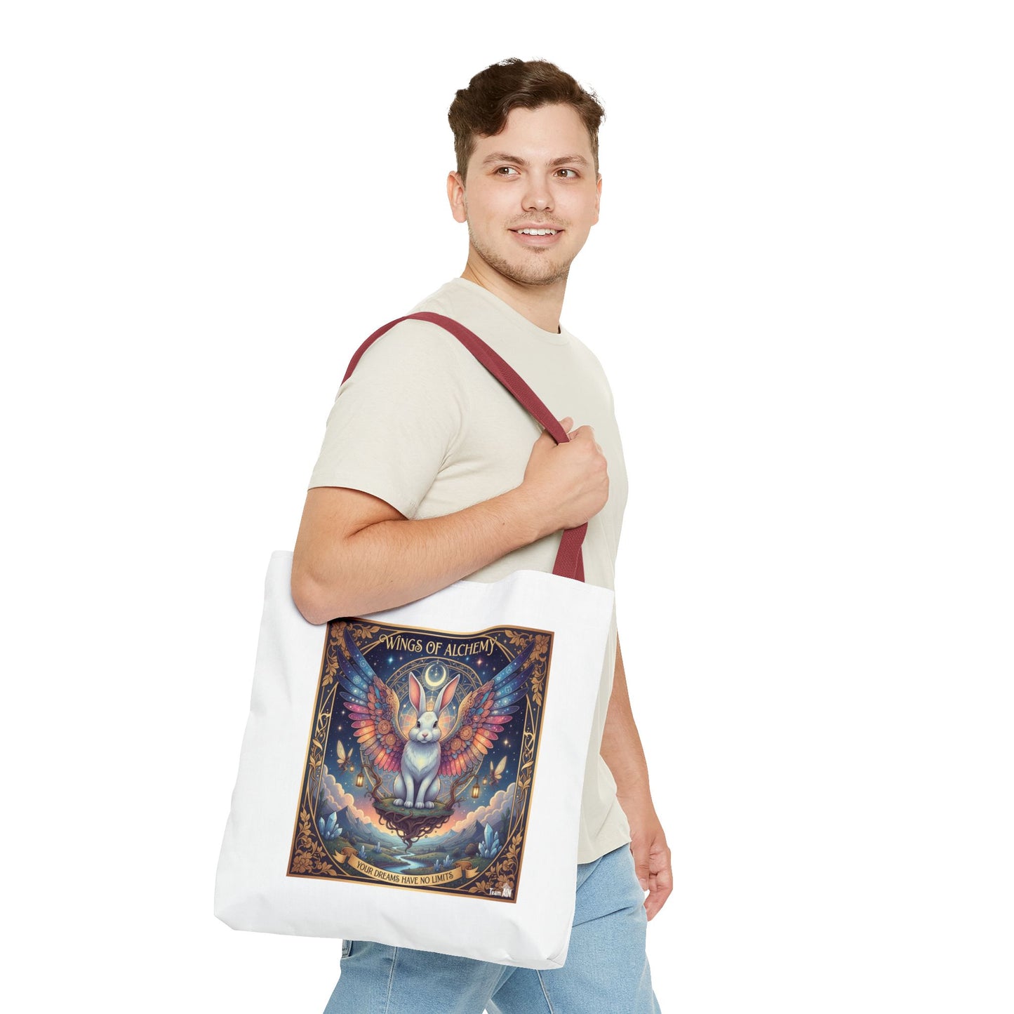 Whimsical Cat Tote Bag, Eco-Friendly Shopping Bag, Art Print Tote, Magical Animal Gift, Cute Cat Lover Accessory