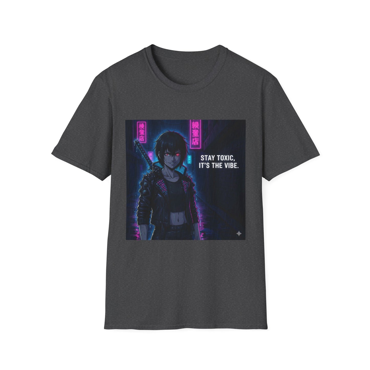 Cyberpunk Samurai T-Shirt – “Stay Toxic, It’s the Vibe” | Dark Anime Streetwear Graphic Tee