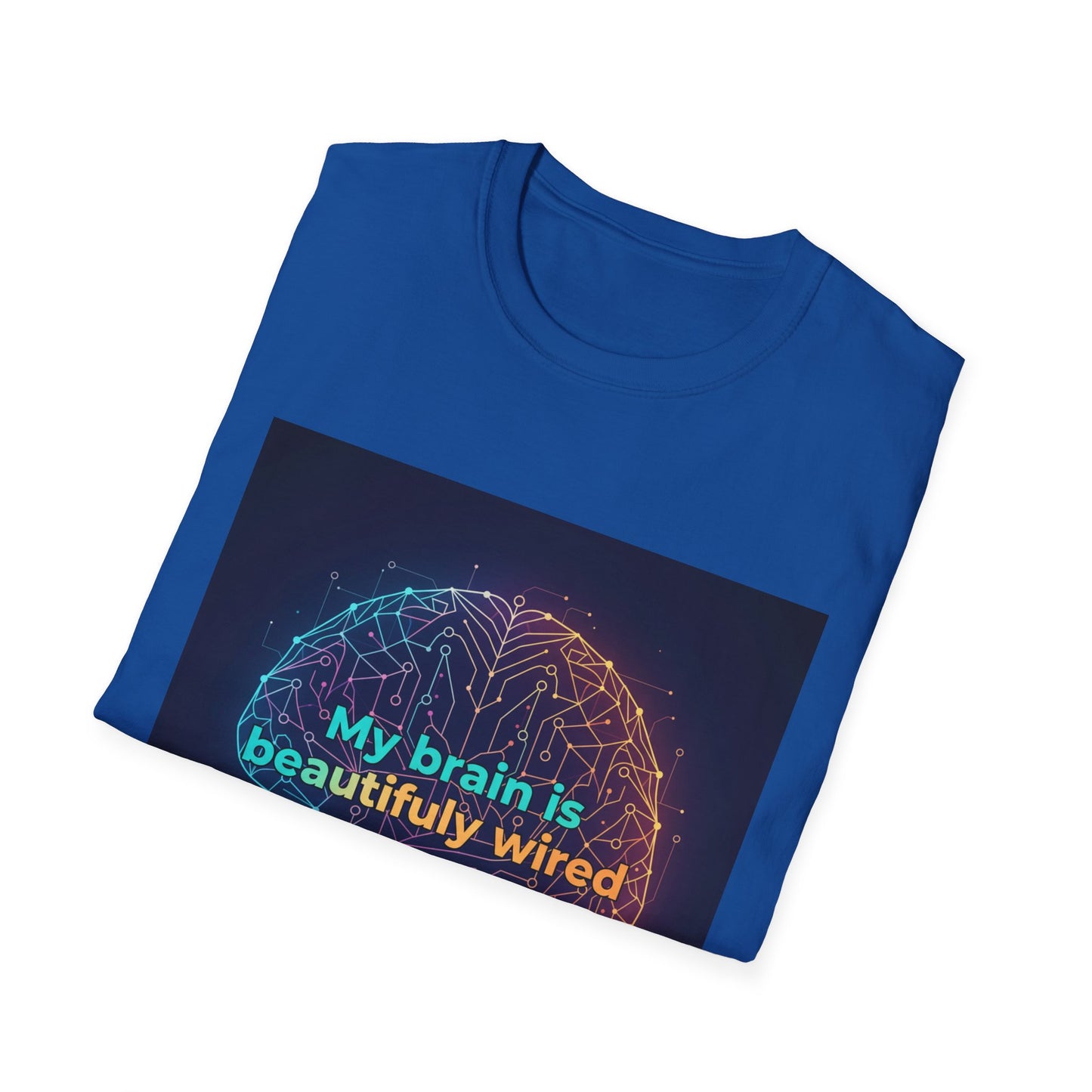 "My Brain Is Beautifully Wired" Neurodiversity T-Shirt – Circuit Brain Design on White Tee