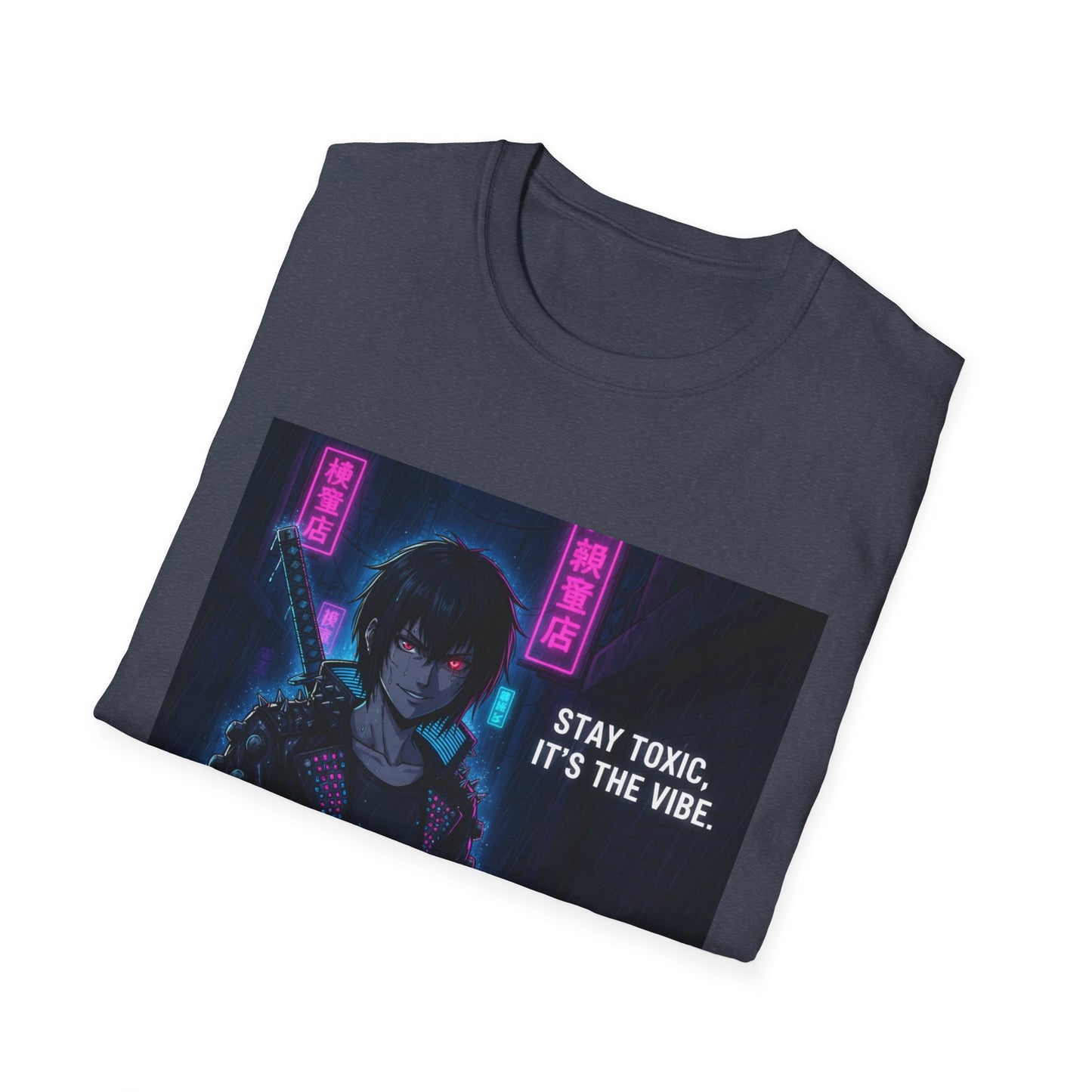 Cyberpunk Samurai T-Shirt – “Stay Toxic, It’s the Vibe” | Dark Anime Streetwear Graphic Tee