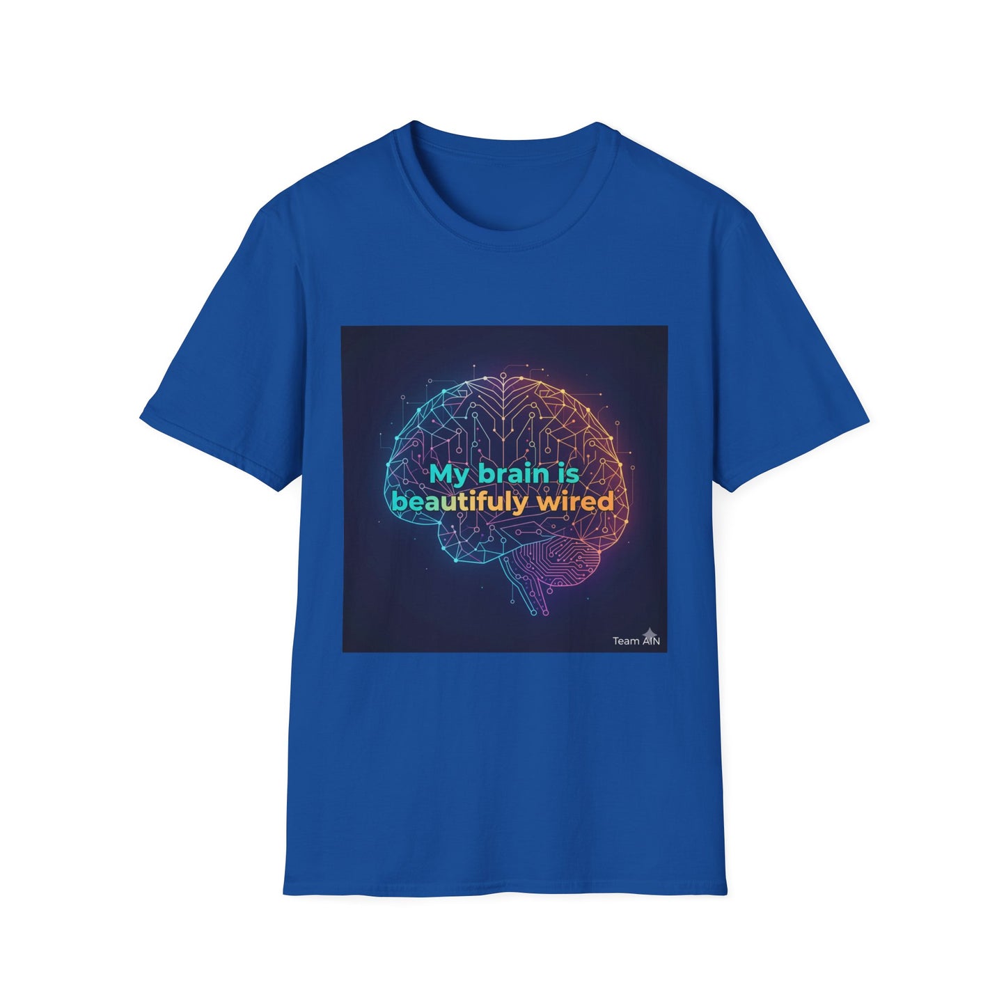 "My Brain Is Beautifully Wired" Neurodiversity T-Shirt – Circuit Brain Design on White Tee