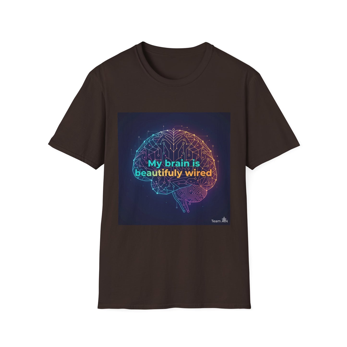 "My Brain Is Beautifully Wired" Neurodiversity T-Shirt – Circuit Brain Design on White Tee
