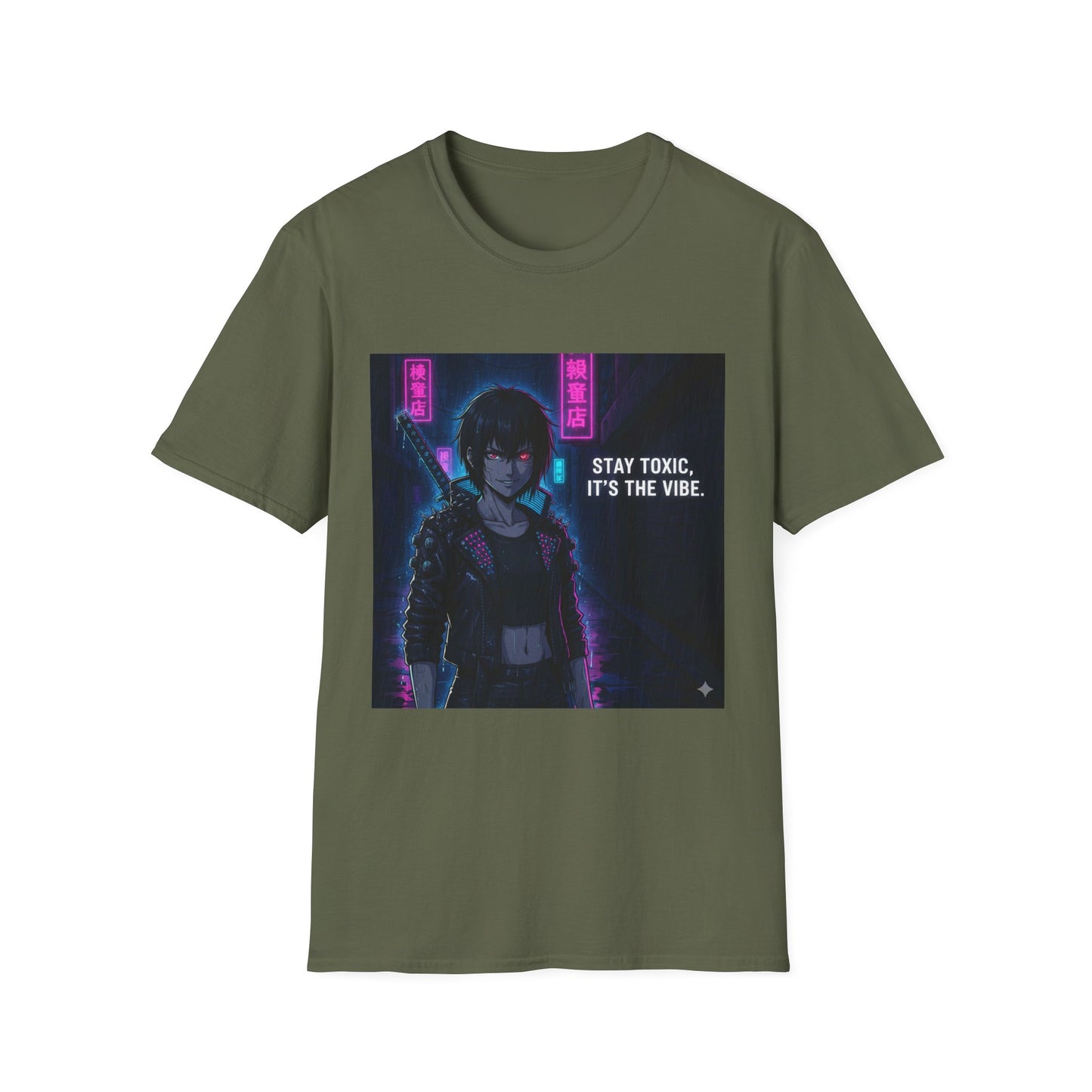 Cyberpunk Samurai T-Shirt – “Stay Toxic, It’s the Vibe” | Dark Anime Streetwear Graphic Tee