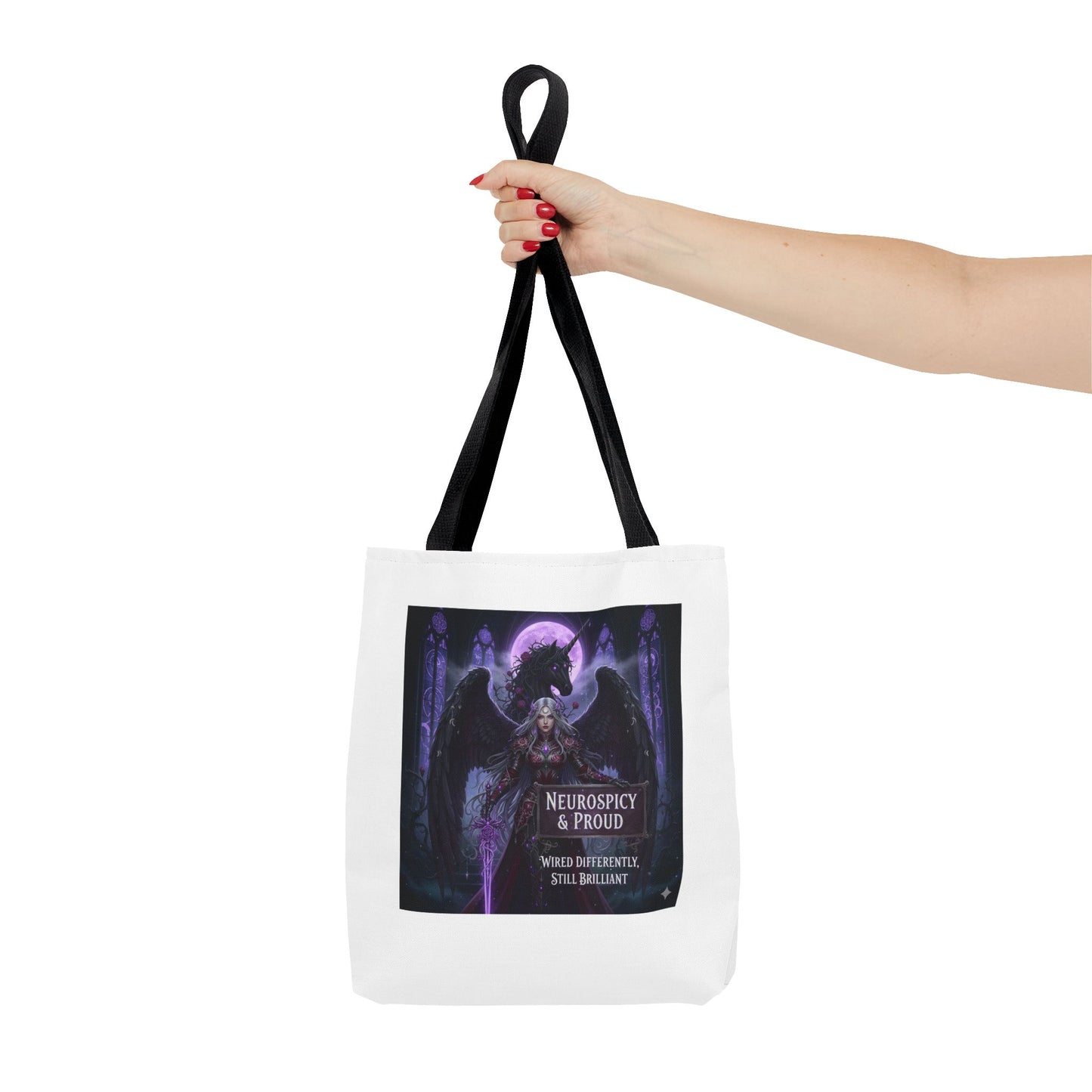 Empowering Gothic Fantasy Tote Bag – Angelic Warrior Artwork