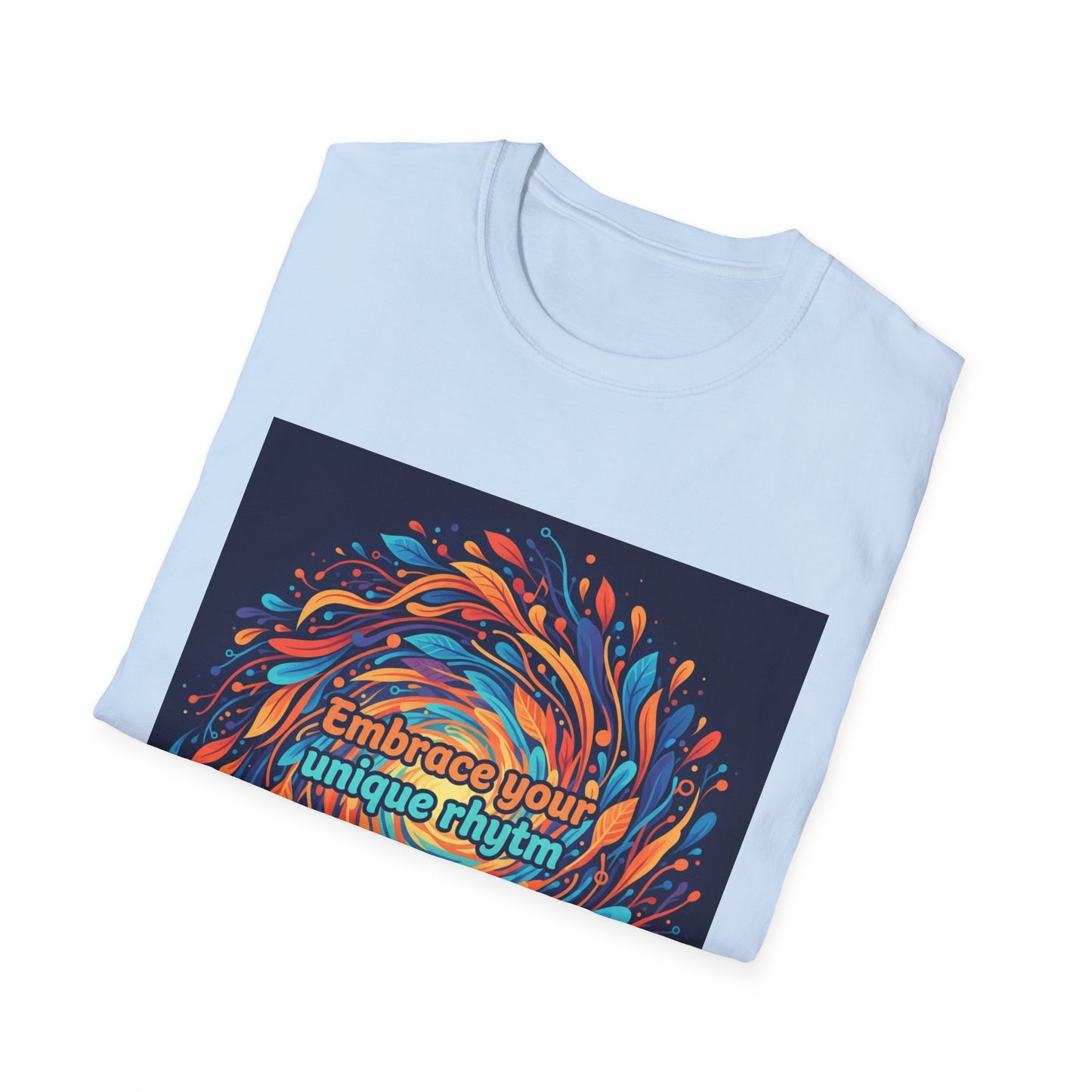 "Embrace Your Unique Rhythm" Neurodiversity-Inspired T-Shirt – Swirl Art Design on White Unisex Tee