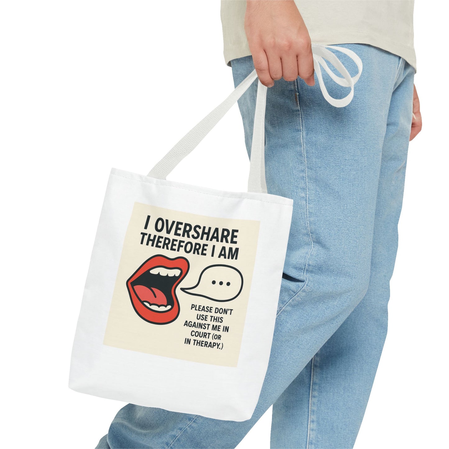 Overshare Tote Bag - Fun Therapist Gift, Cute Eco-Friendly Shopping Bag, Quirky Daily Companion, Unique Gift for Friends, Self-Care Reminder