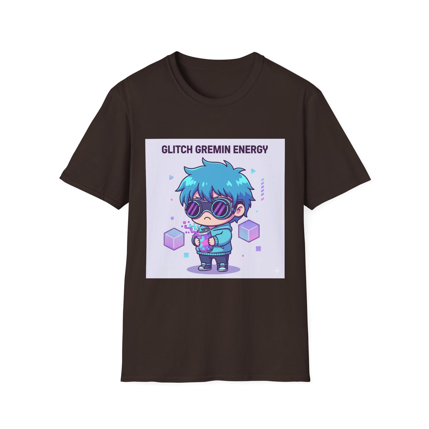Chibi Cyberpunk T-Shirt – “Glitch Gremlin Energy” | Cute Gamer Streetwear Graphic Tee