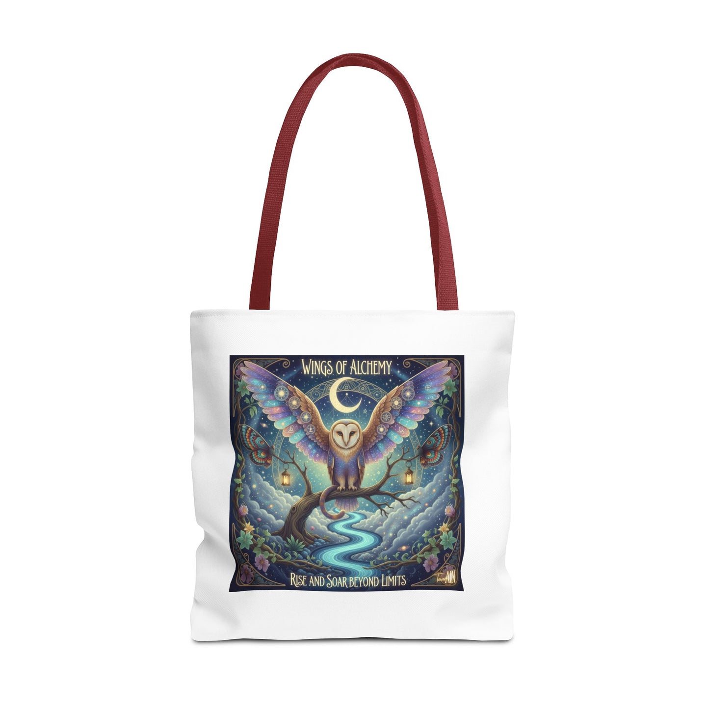 Wings of Alchemy Tote Bag, Whimsical Owl Design, Eco-Friendly Bag, Gift for Nature Lovers, Boho Style Shopping Bag