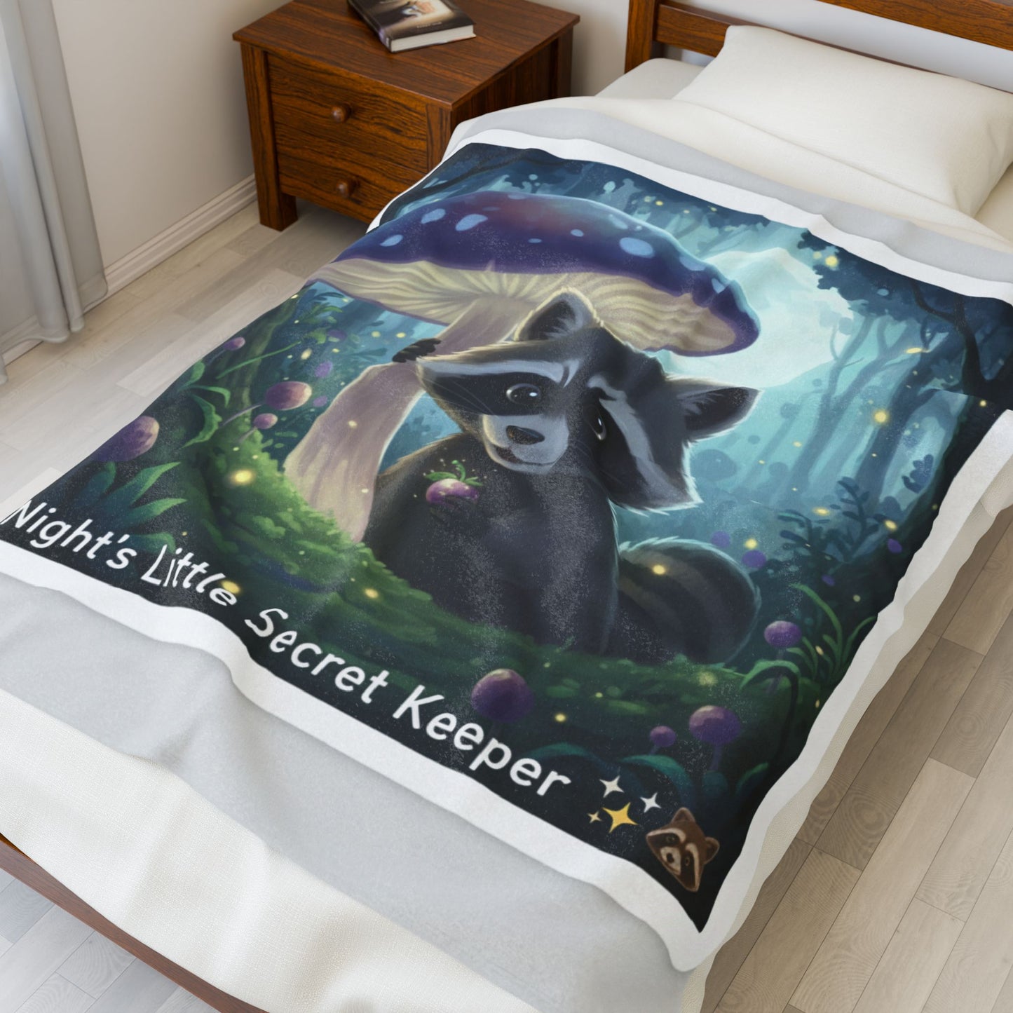 Night’s Little Secret Keeper Raccoon Blanket | Enchanted Forest Throw