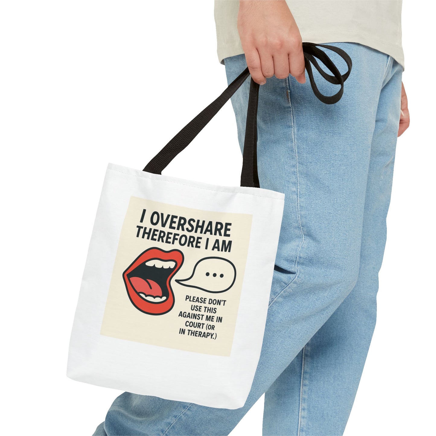 Overshare Tote Bag - Fun Therapist Gift, Cute Eco-Friendly Shopping Bag, Quirky Daily Companion, Unique Gift for Friends, Self-Care Reminder
