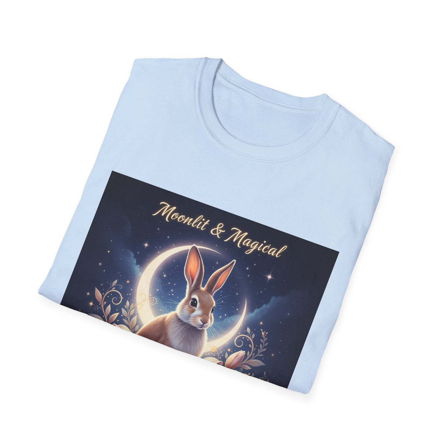 Moonlit & Magical Rabbit Unisex T-Shirt, Cute Rabbit Tee, Gift for Animal Lovers, Casual Wear, Nature Enthusiasts, Birthday Gift