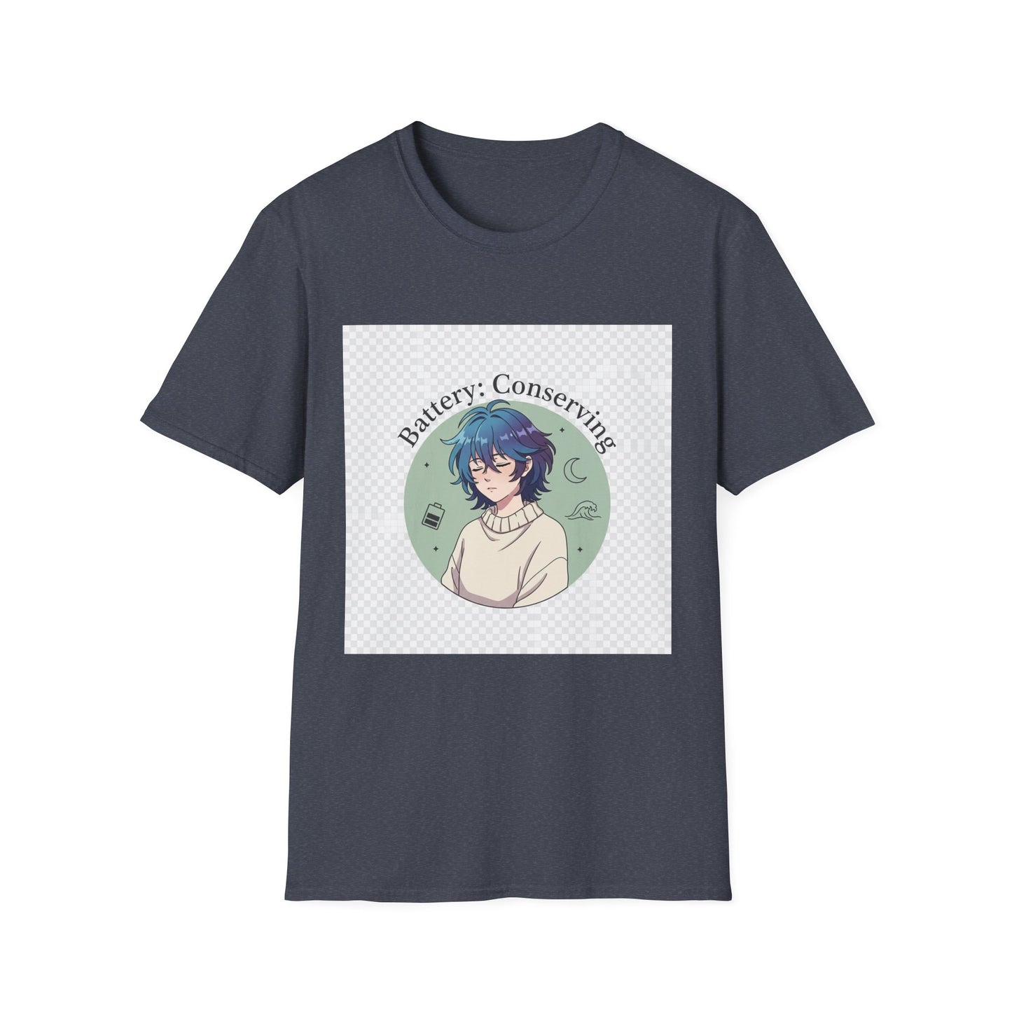 Anime T-Shirt – “Battery: Conserving” Low Energy Tee | Neurospicy Otaku Shirt, Introvert ADHD Merch, Cozy Dopamine-Core Top