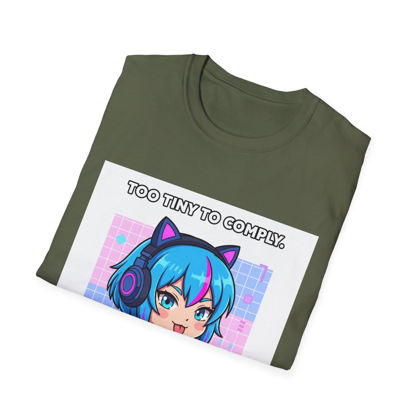 Chibi Hacker T-Shirt – “Too Tiny to Comply” | Cute Cyberpunk Gamer Graphic Tee