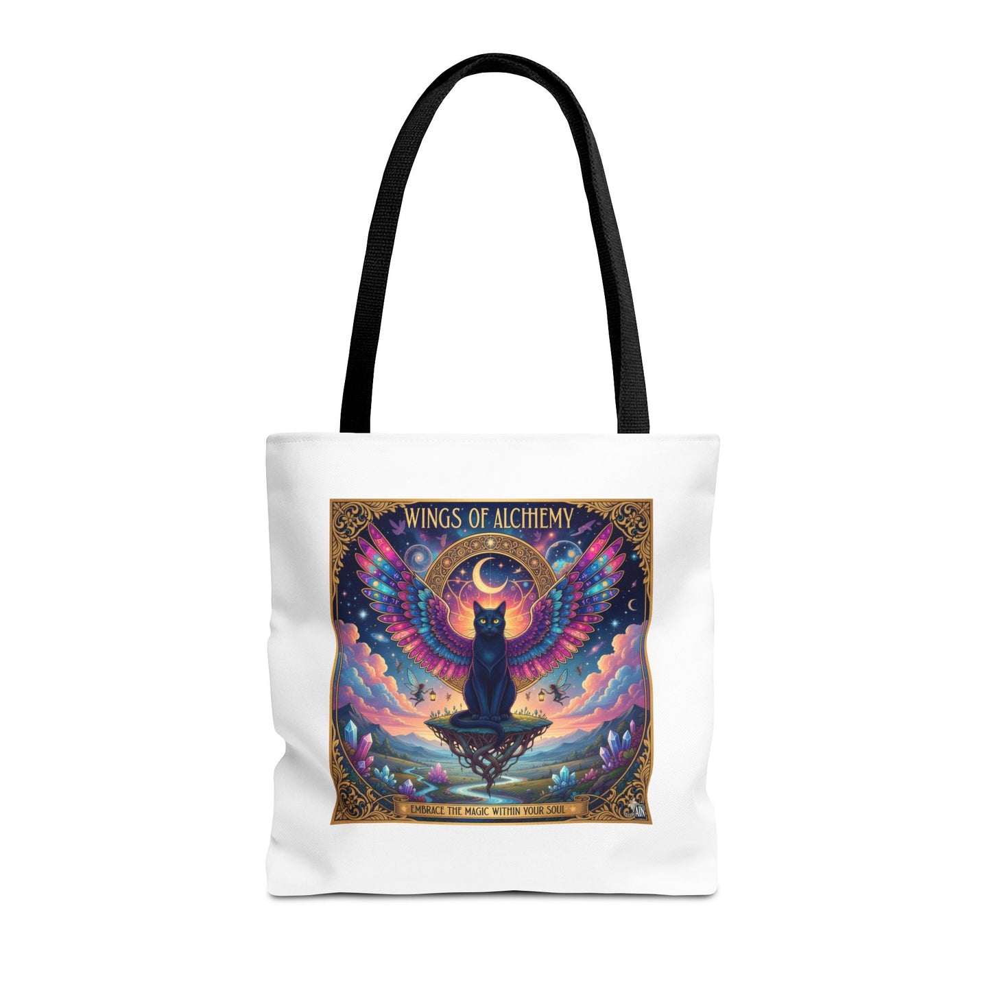 Wings of Alchemy Tote Bag, Colorful Art Tote, Cat Lover Gift, Bohemian Style Bag, Eco-Friendly Shopping Tote