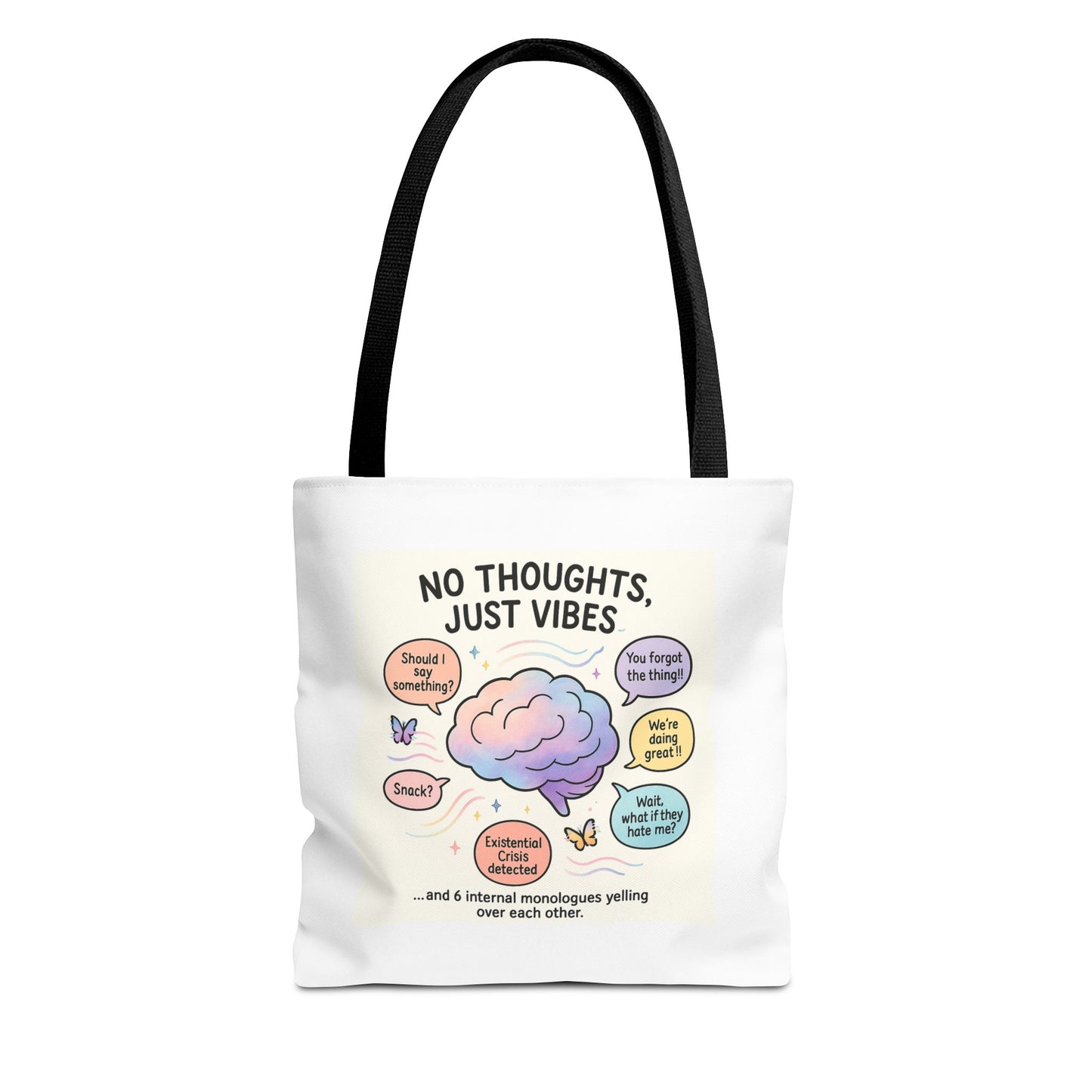 Vibrant Tote Bag - No Thoughts, Just Vibes, Fun Canvas Bag, Everyday Tote, Gift for Friends, Casual Outings, Beach Bag