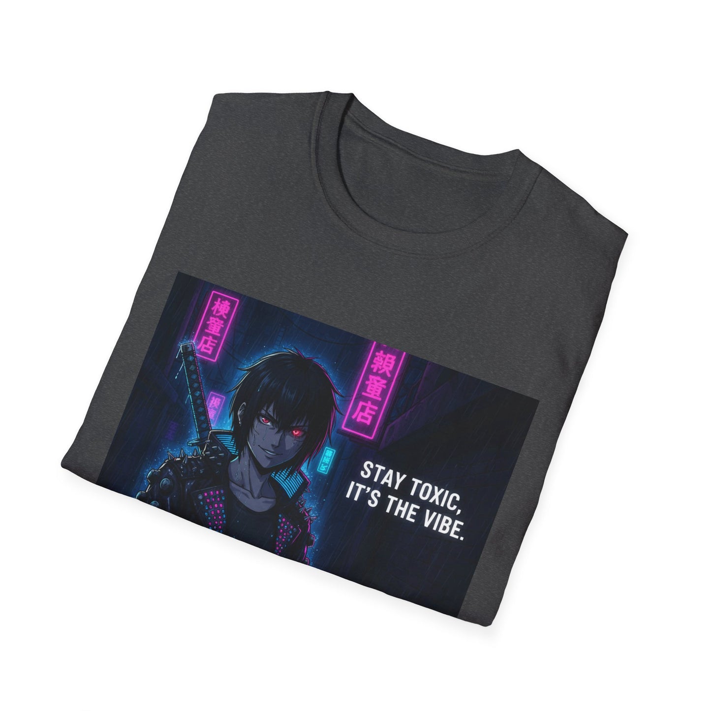 Cyberpunk Samurai T-Shirt – “Stay Toxic, It’s the Vibe” | Dark Anime Streetwear Graphic Tee