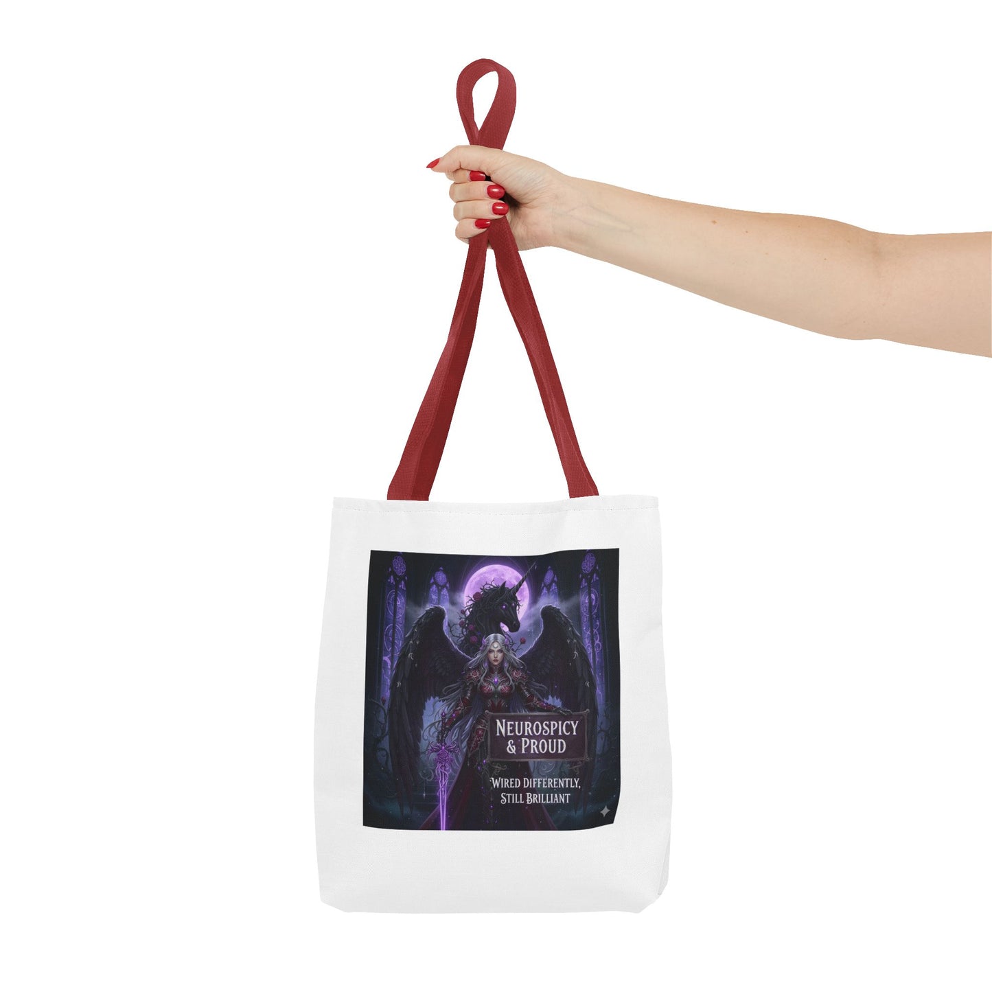 Empowering Gothic Fantasy Tote Bag – Angelic Warrior Artwork