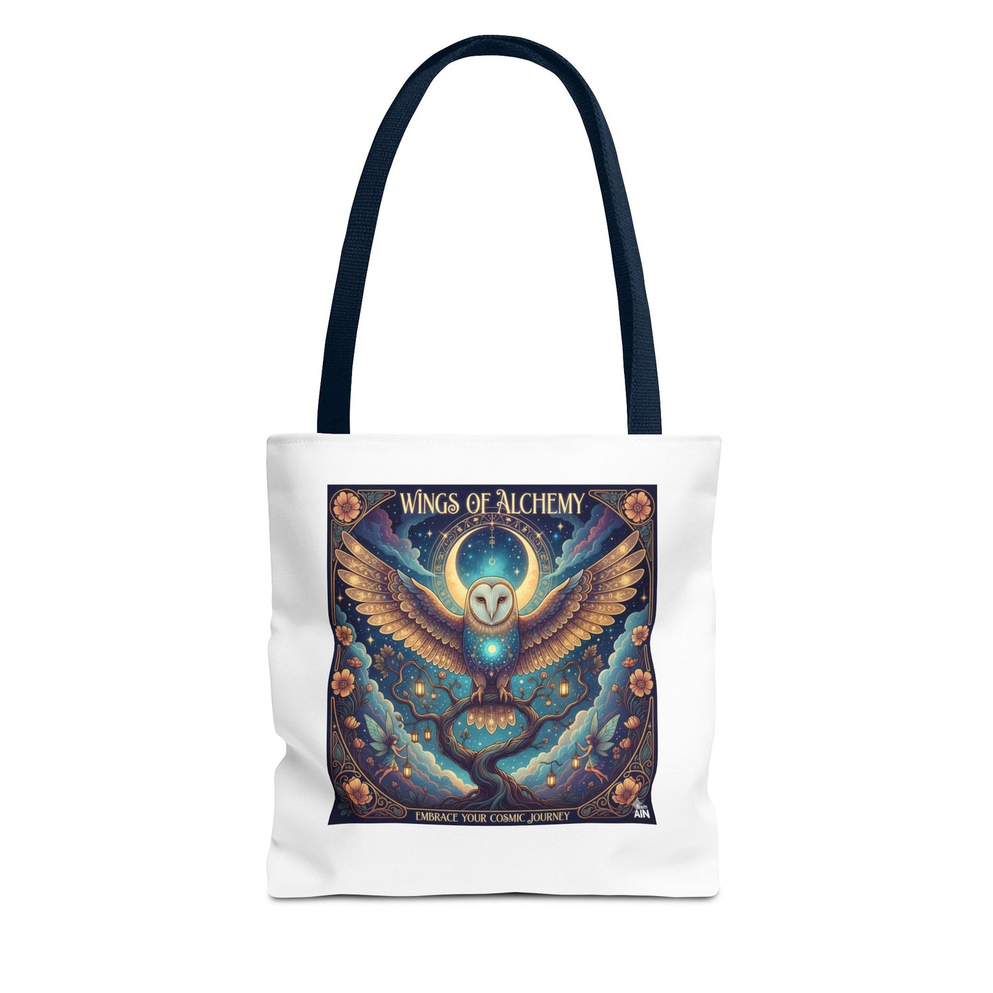 Mystical Owl Tote Bag, Boho Chic Tote, Alchemy Art Handbag, Gift for Nature Lovers, Eco-Friendly Shopping Bag